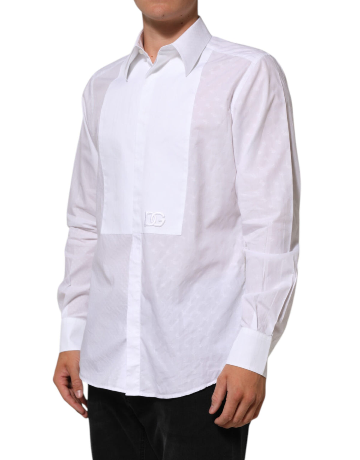 Dolce & Gabbana White Cotton MARTINI Bib Formal Dress Men's Shirt (Pre-Owned)
