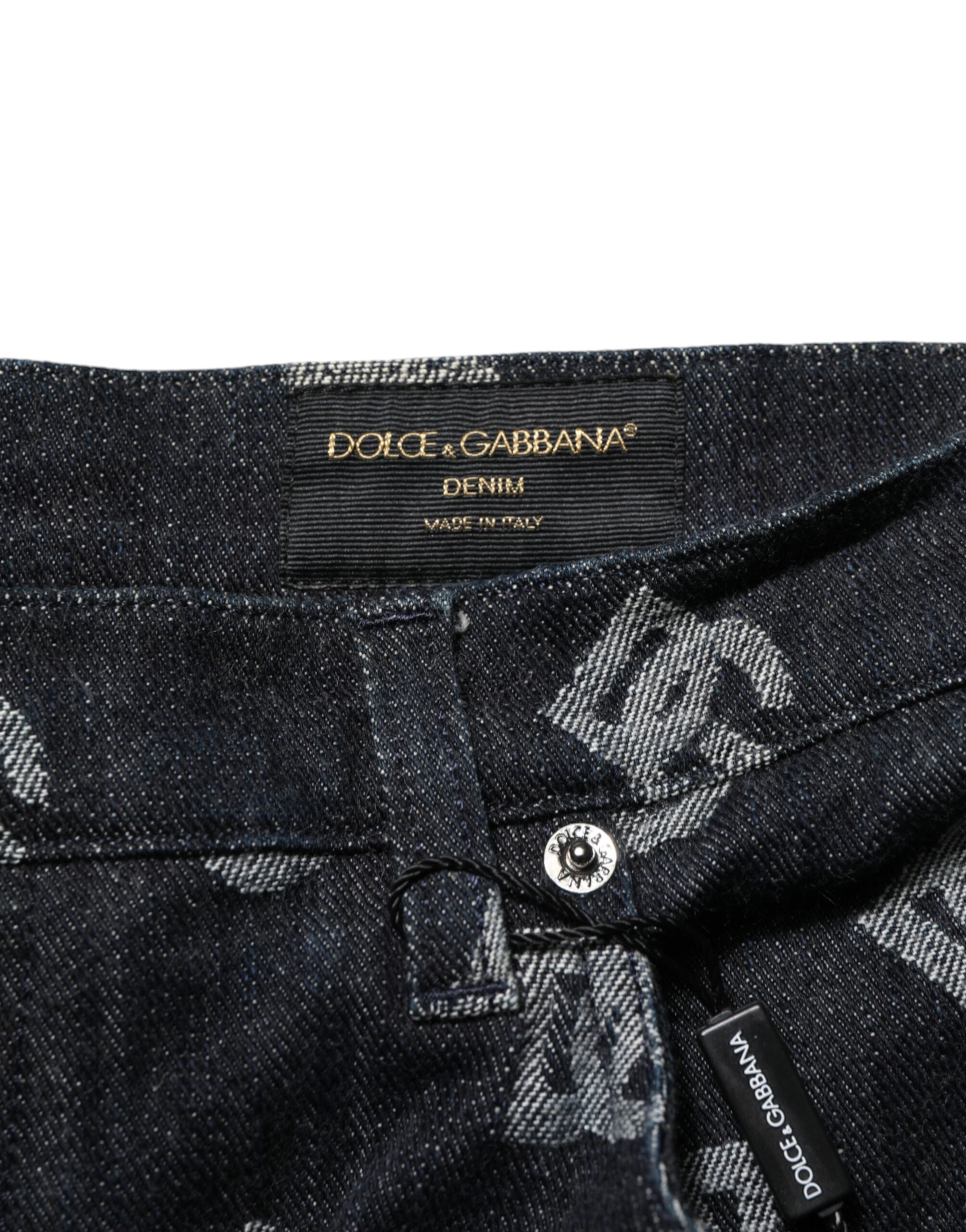 Dolce & Gabbana Black Monogram Denim Cargo Men Bermuda Men's Short