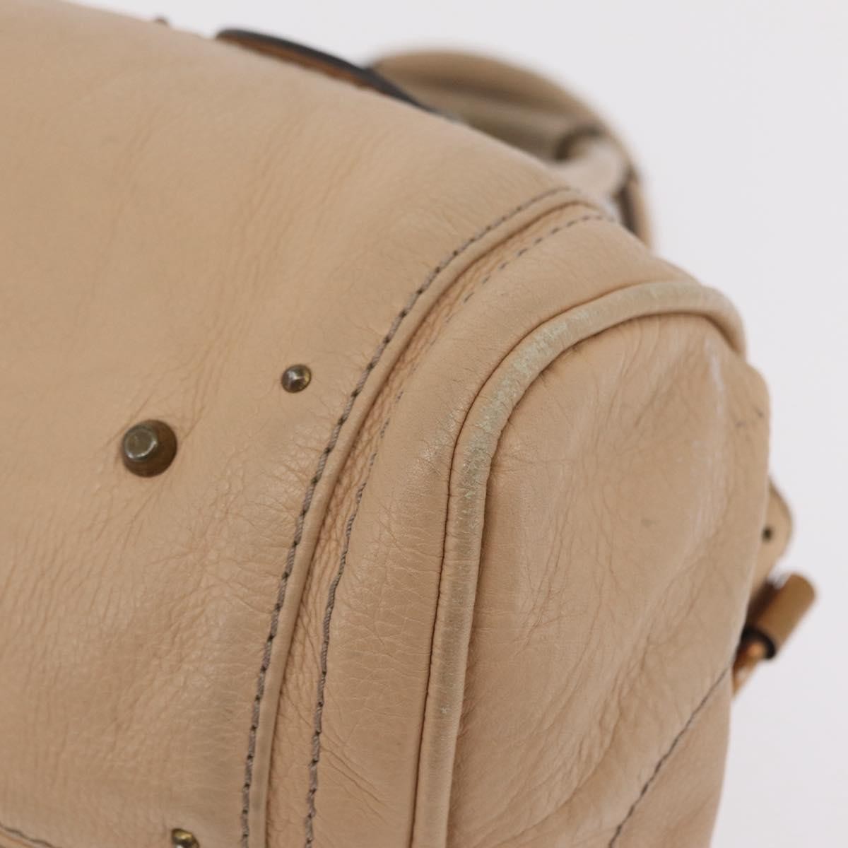 Chloe Paddington Lock Leather Beige Leather Handbag (Pre-Owned)