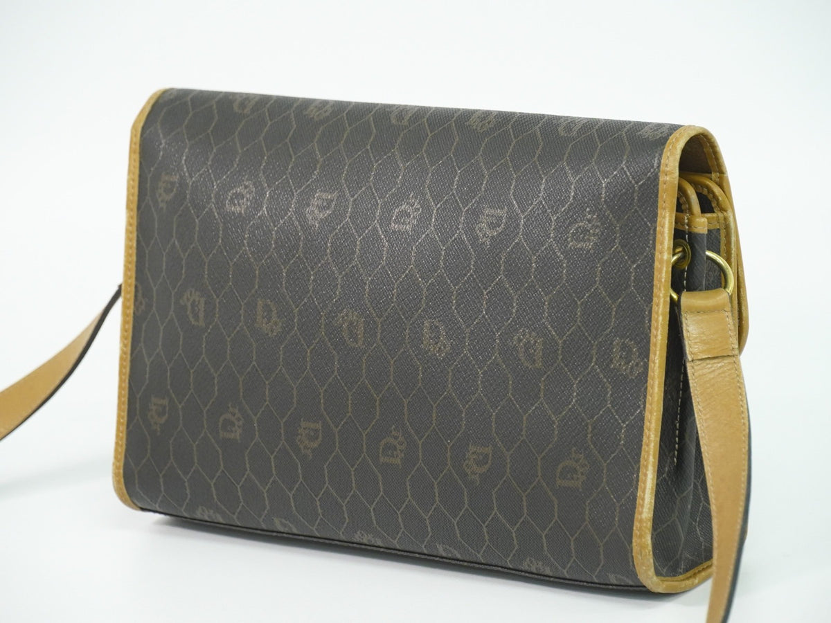 Christian Dior Vintage Honeycomb Canvas Black Canvas Shoulder Bag Bag (Pre-Owned)