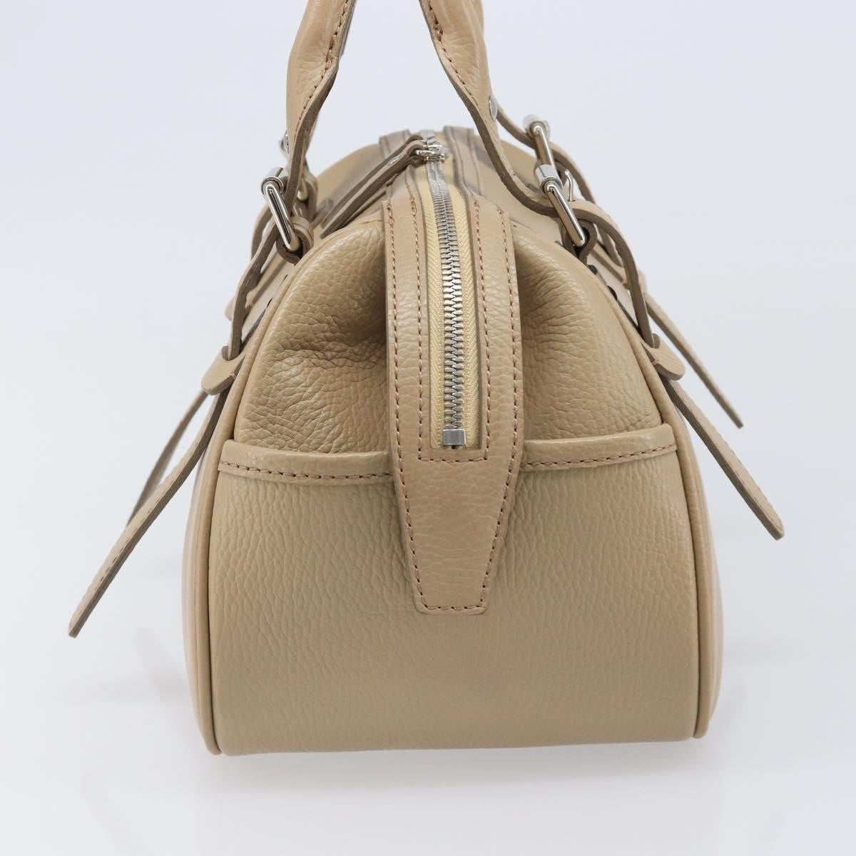 Burberry Belted Boston Leather Beige Leather Handbag (Pre-Owned)