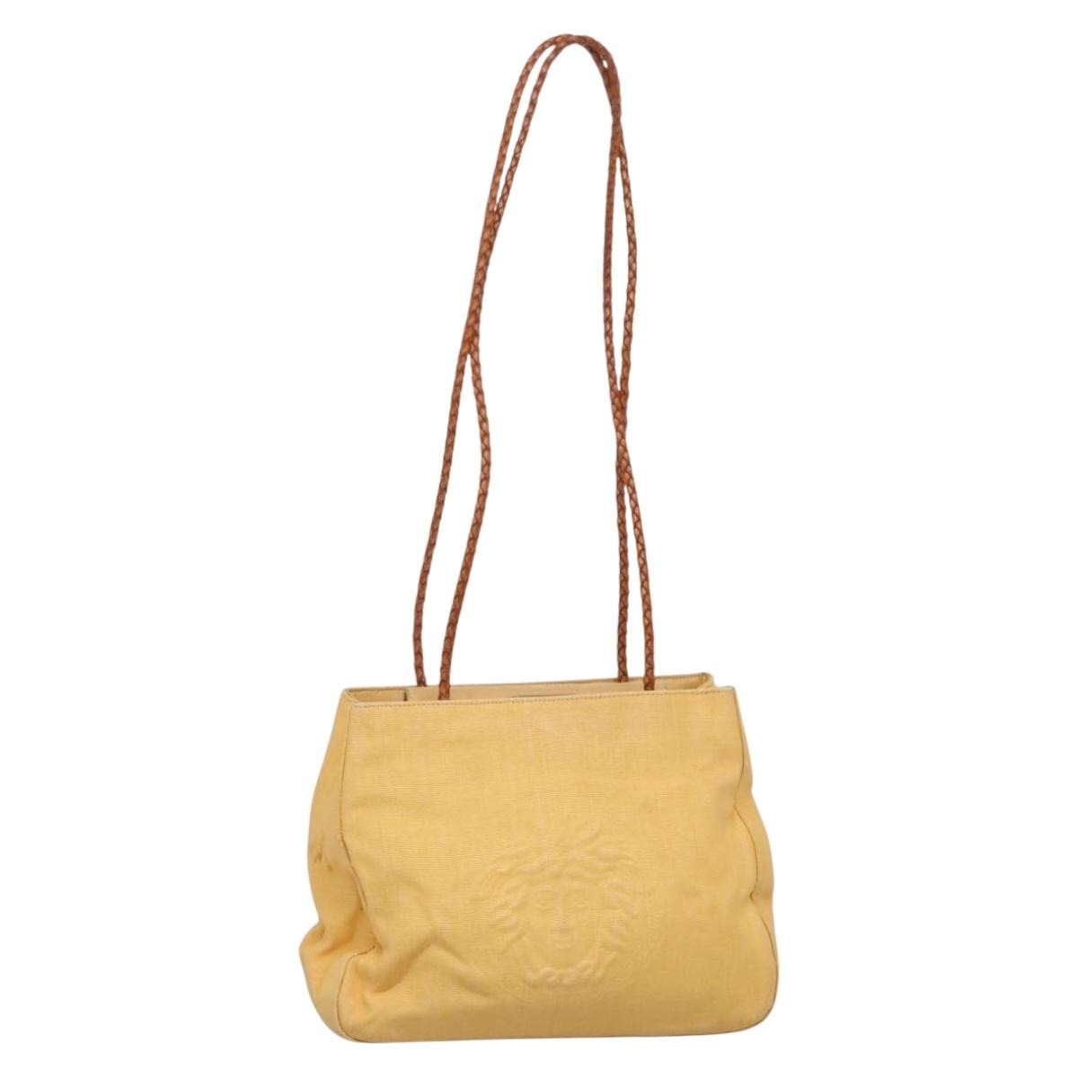 Versace Medusa Canvas Yellow Canvas Shoulder Bag Bag (Pre-Owned)
