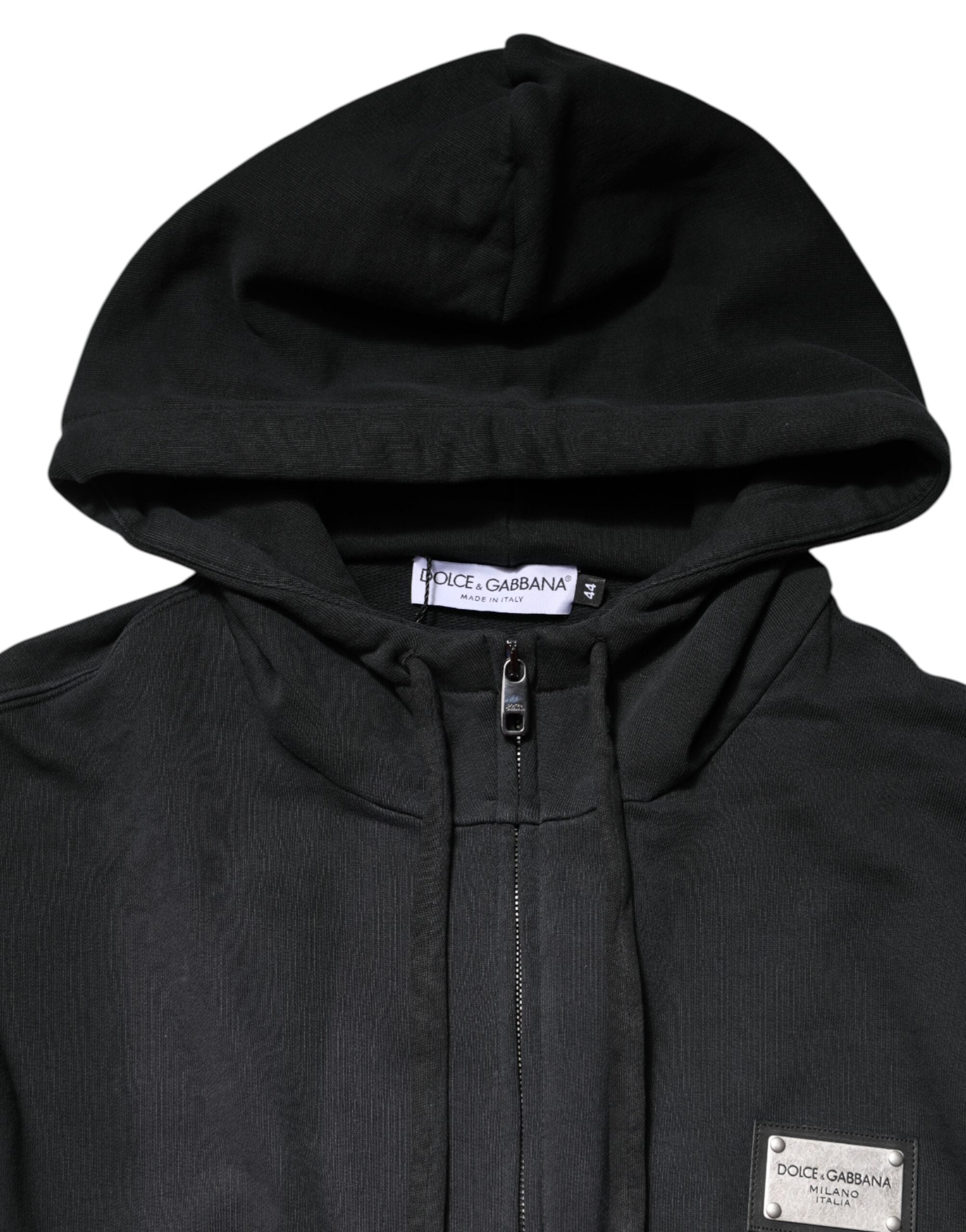 Dolce & Gabbana Black Logo FullZip Hooded Sweatshirt Men's Sweater (Pre-Owned)