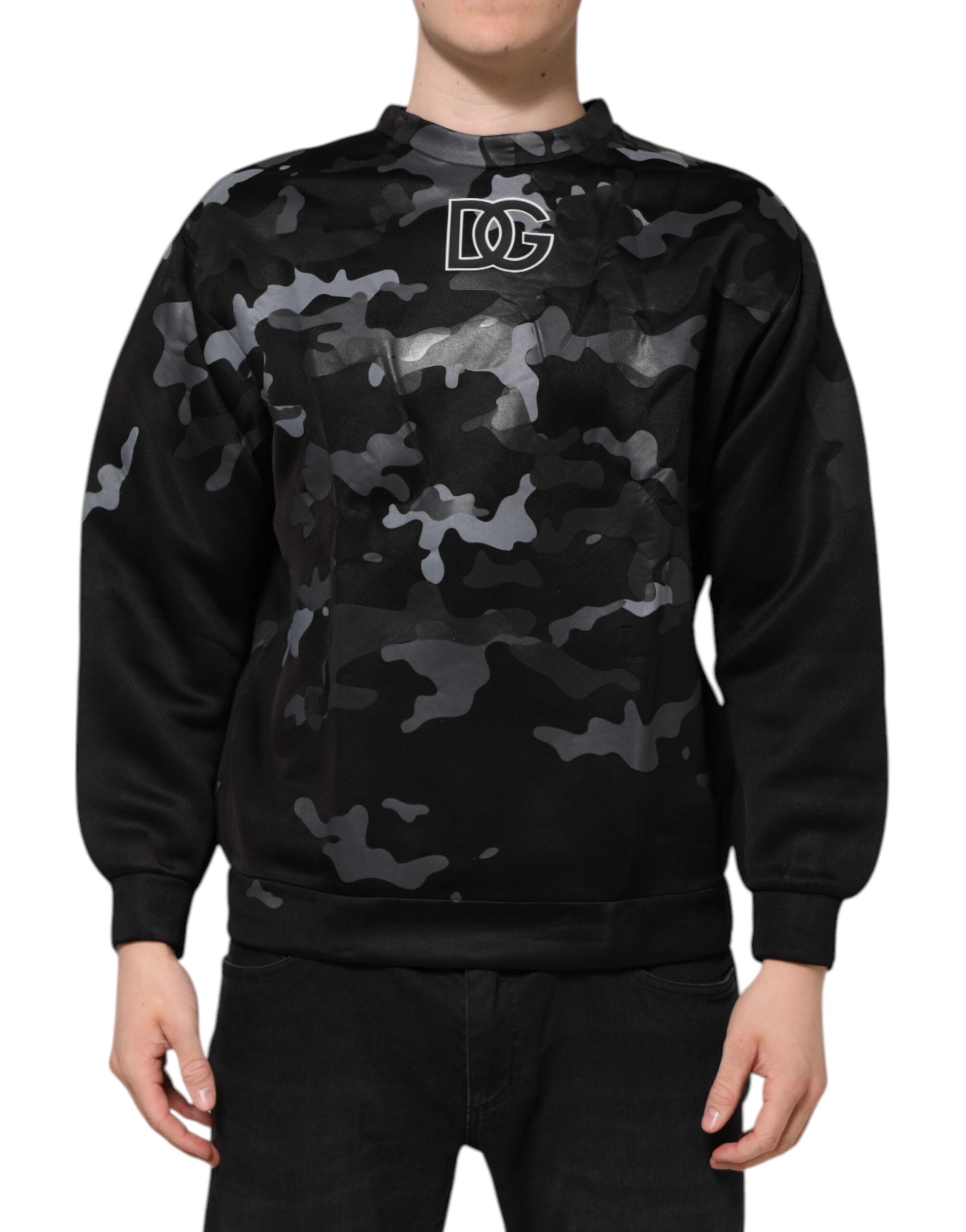 Dolce & Gabbana Black Camouflage Round Neck Sweatshirt Men's Sweater (Pre-Owned)