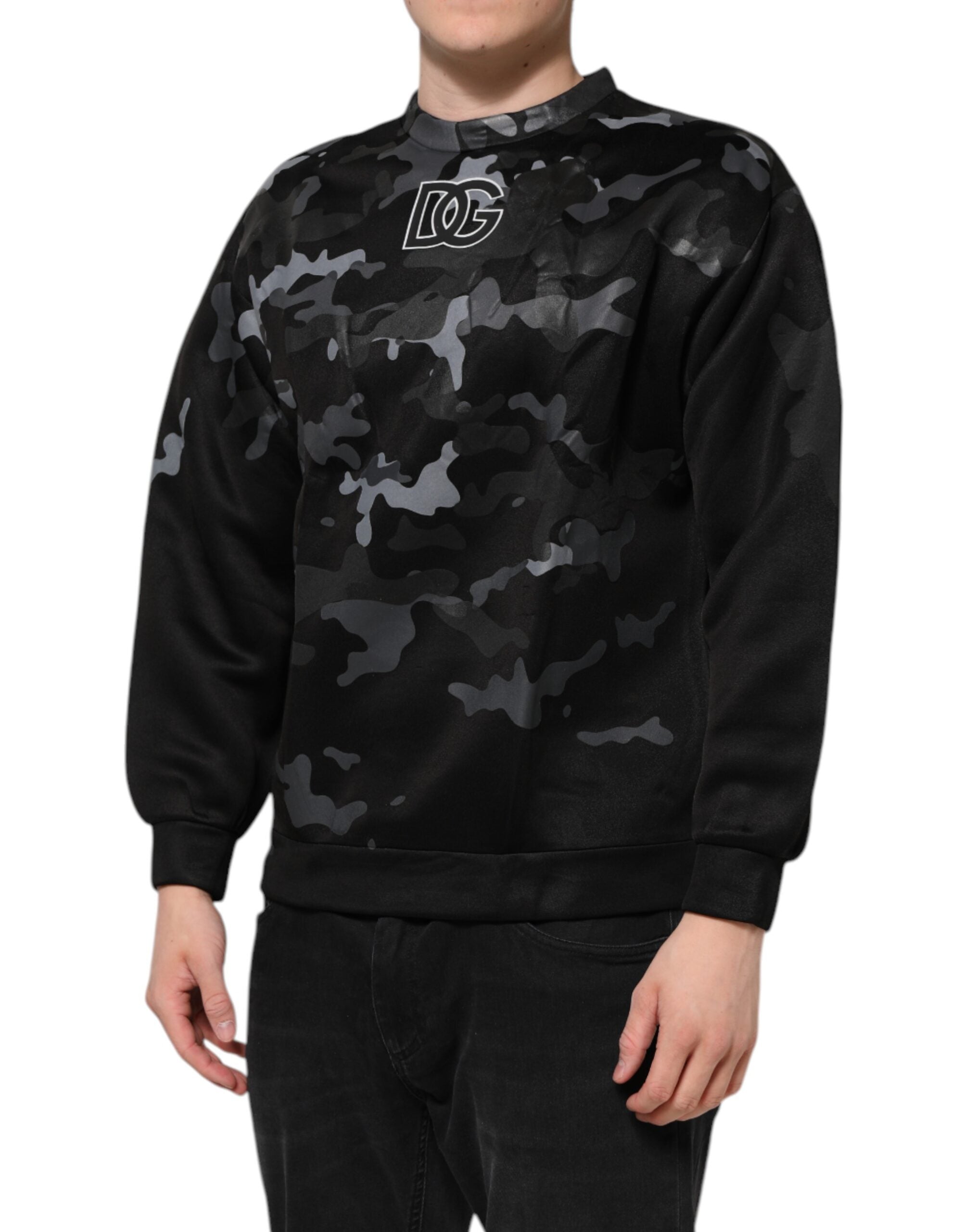 Dolce & Gabbana Black Camouflage Round Neck Sweatshirt Men's Sweater (Pre-Owned)