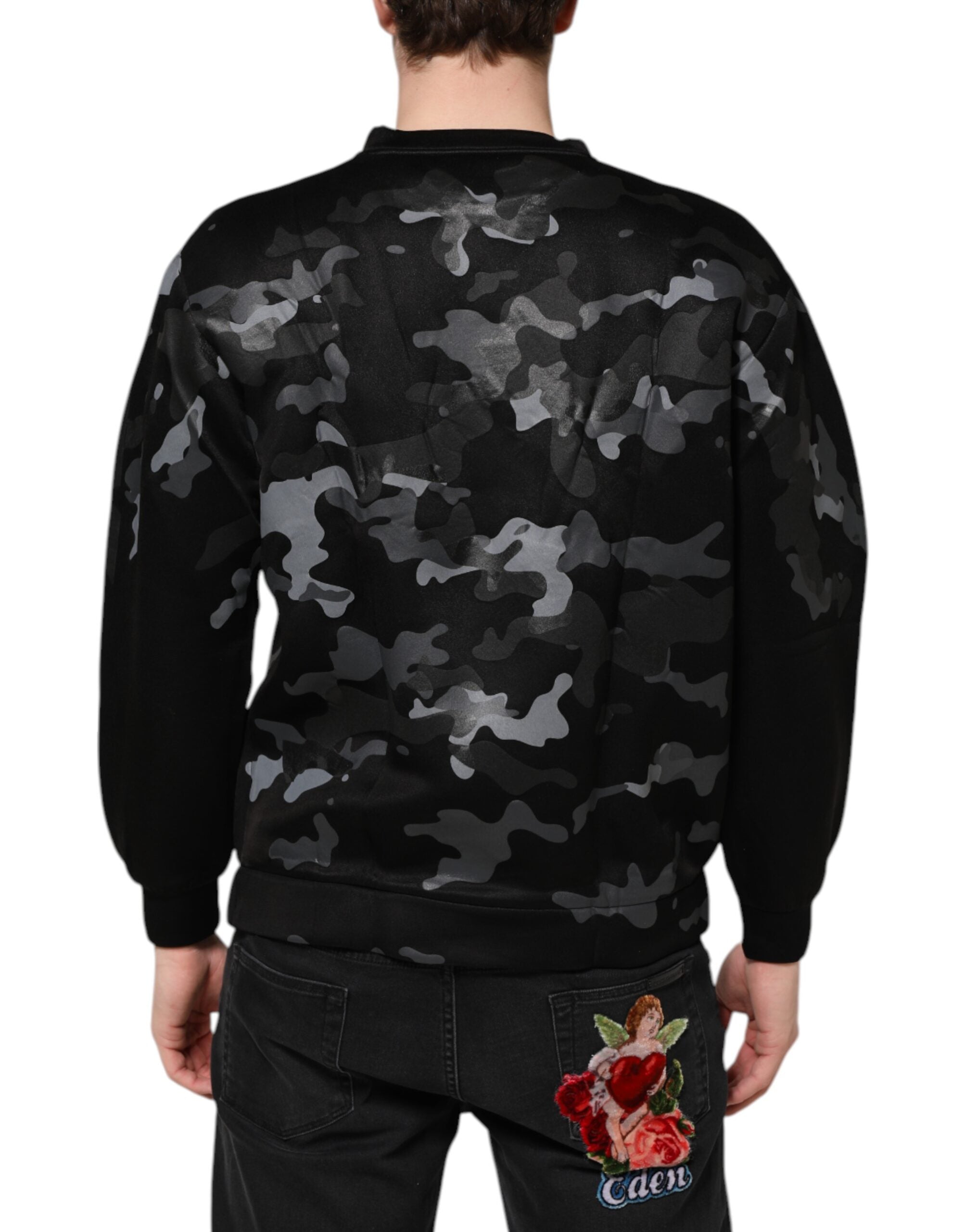 Dolce & Gabbana Black Camouflage Round Neck Sweatshirt Men's Sweater (Pre-Owned)