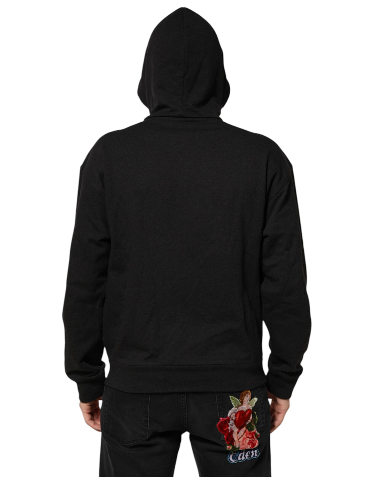 Dolce & Gabbana Black Logo FullZip Hooded Sweatshirt Men's Sweater