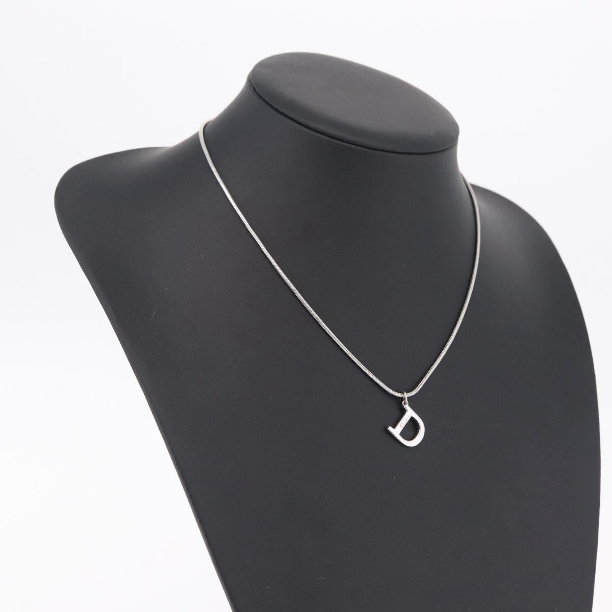 Christian Dior D Logo Pendant Metal Silver Metal Necklace Jewelry (Pre-Owned)