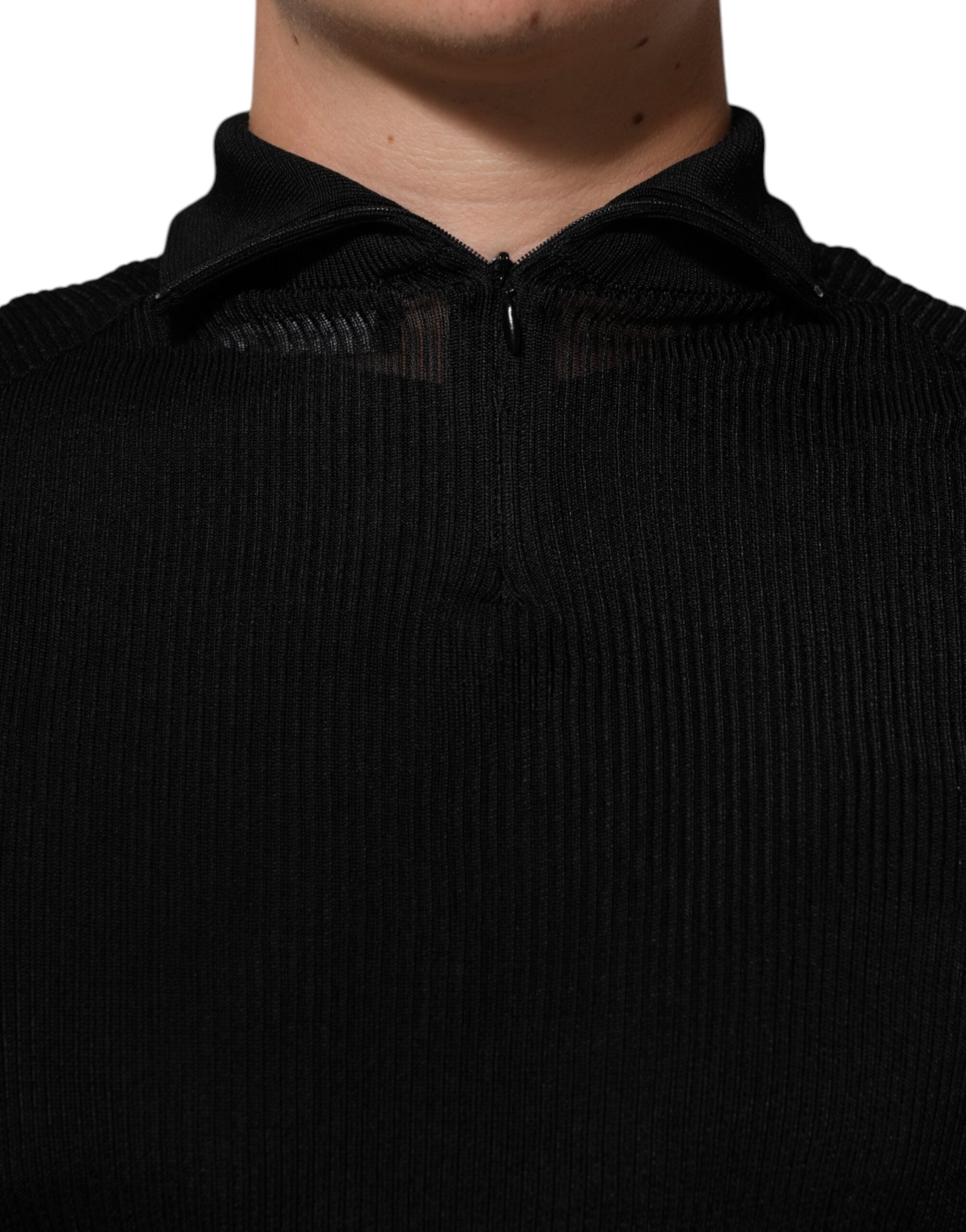 Dolce & Gabbana Black Viscose Turtle Neck Pullover Men's Sweater