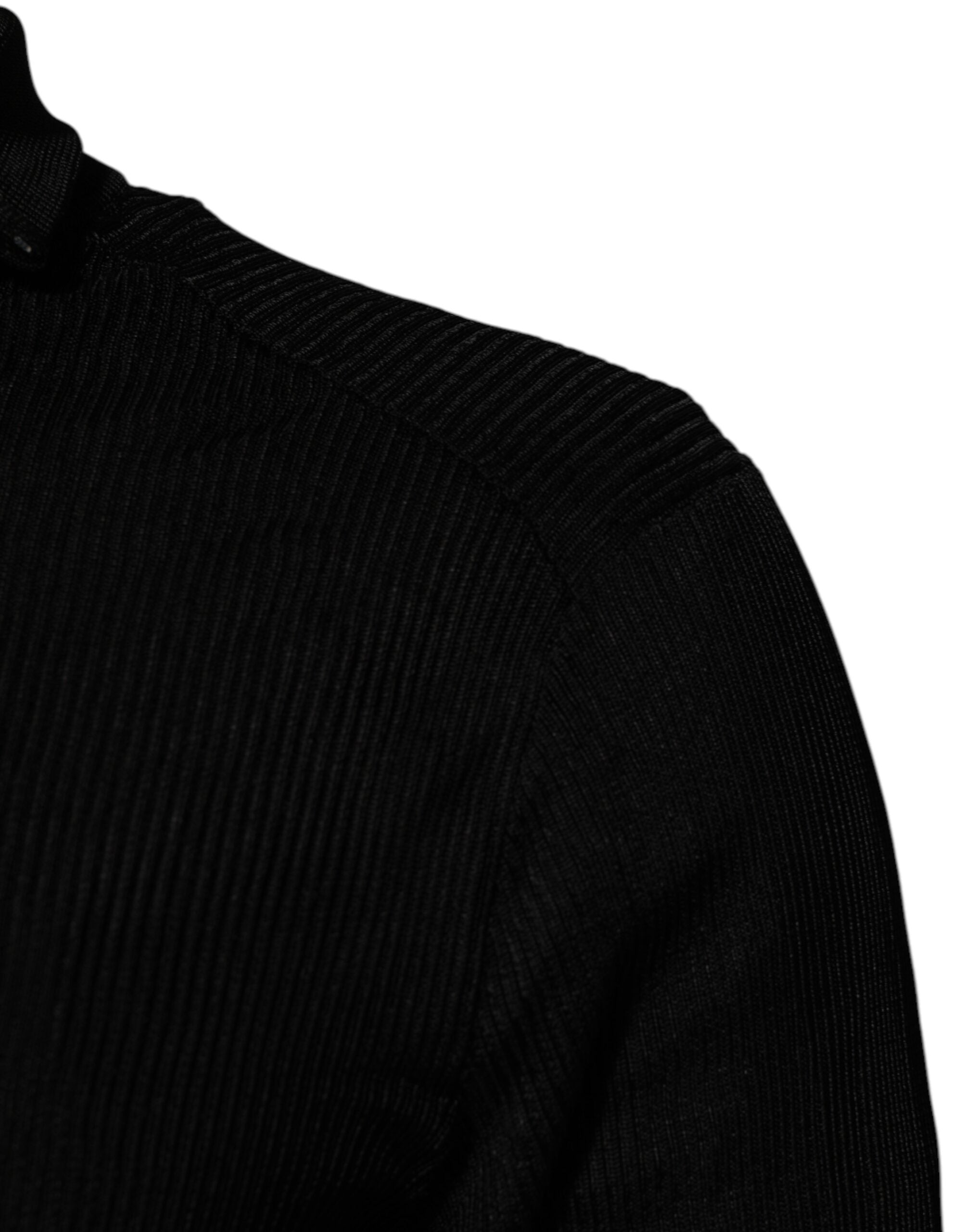 Dolce & Gabbana Black Viscose Turtle Neck Pullover Men's Sweater