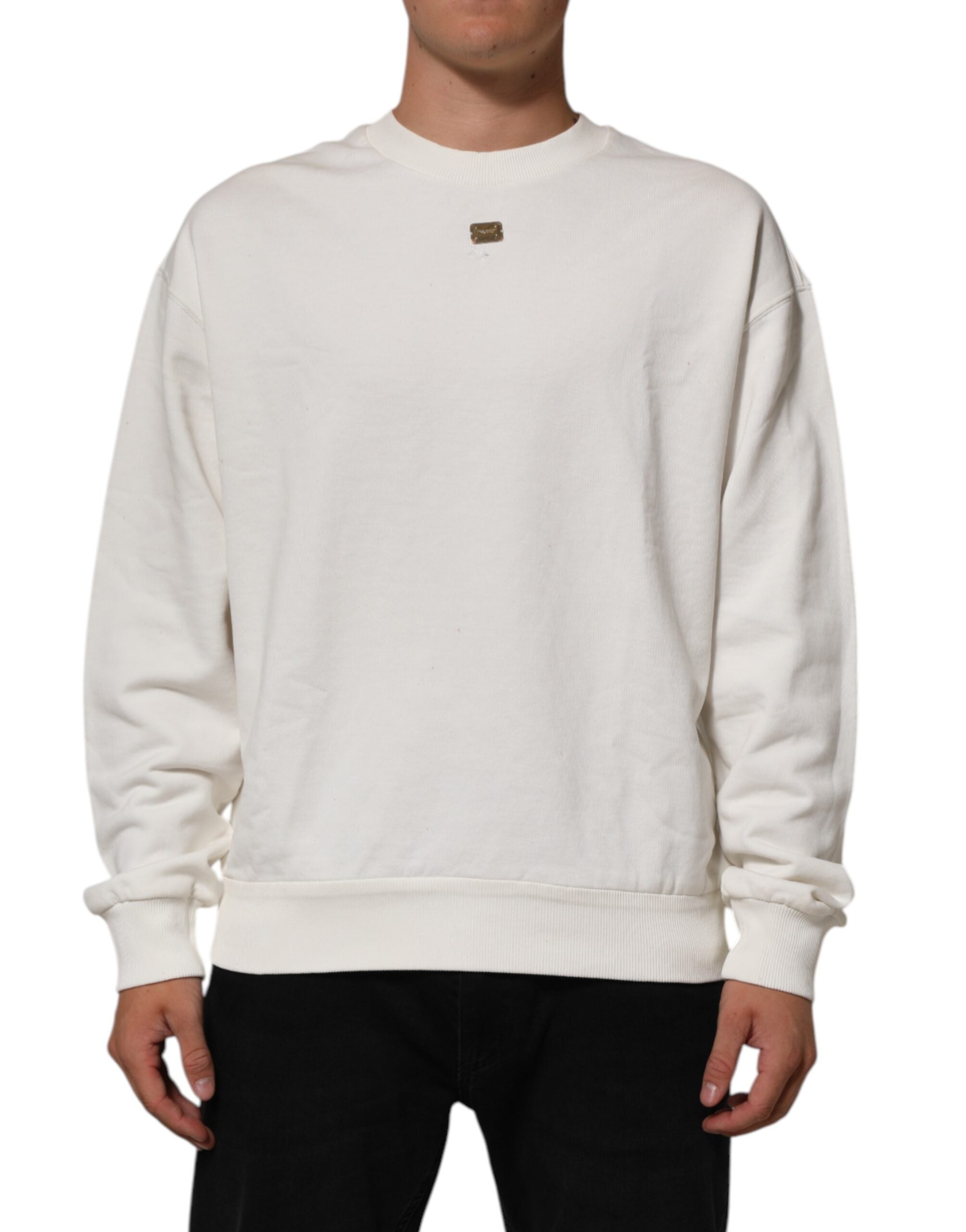 Dolce & Gabbana White DG Logo Crew Neck Sweatshirt Men's Sweater (Pre-Owned)