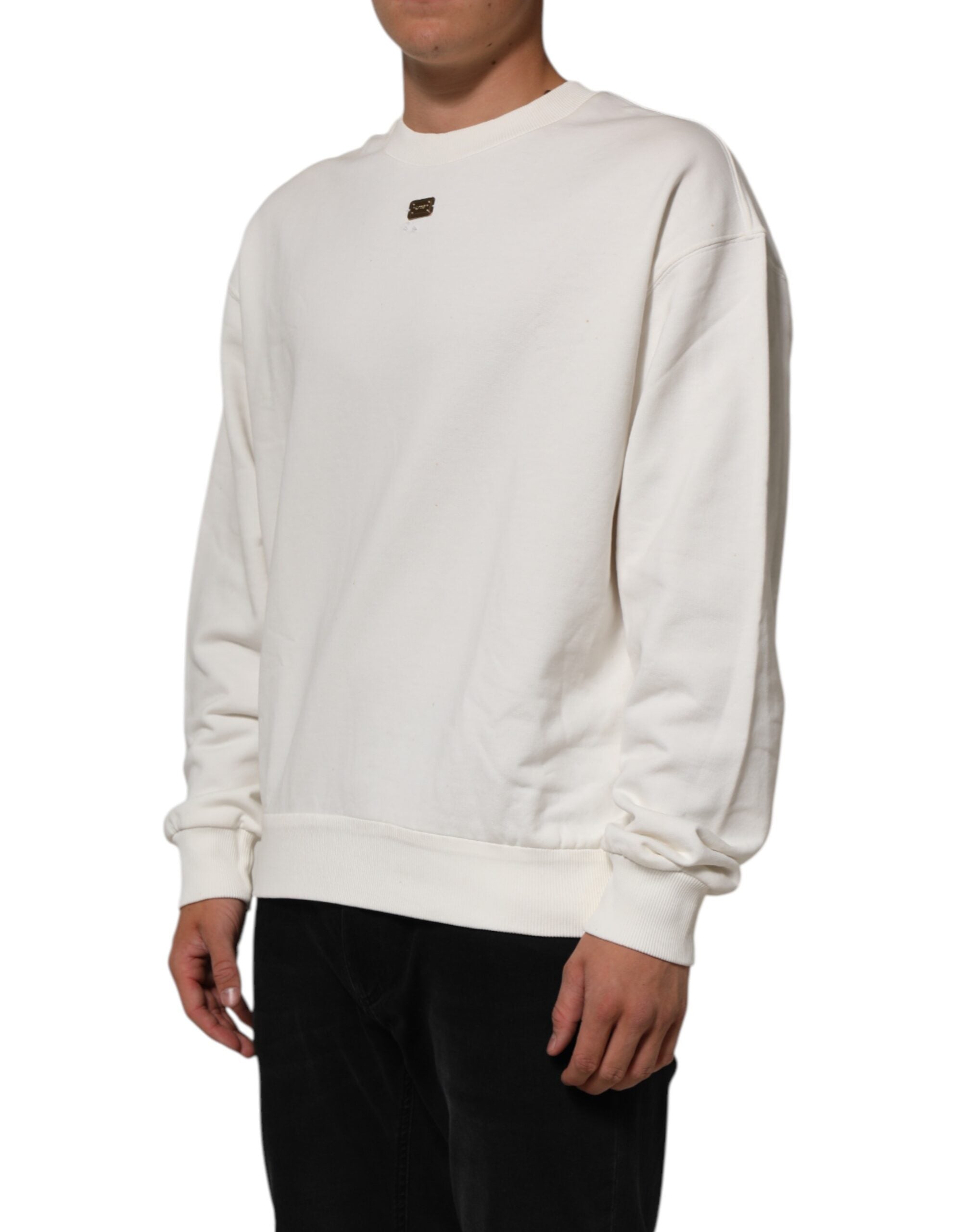 Dolce & Gabbana White DG Logo Crew Neck Sweatshirt Men's Sweater (Pre-Owned)