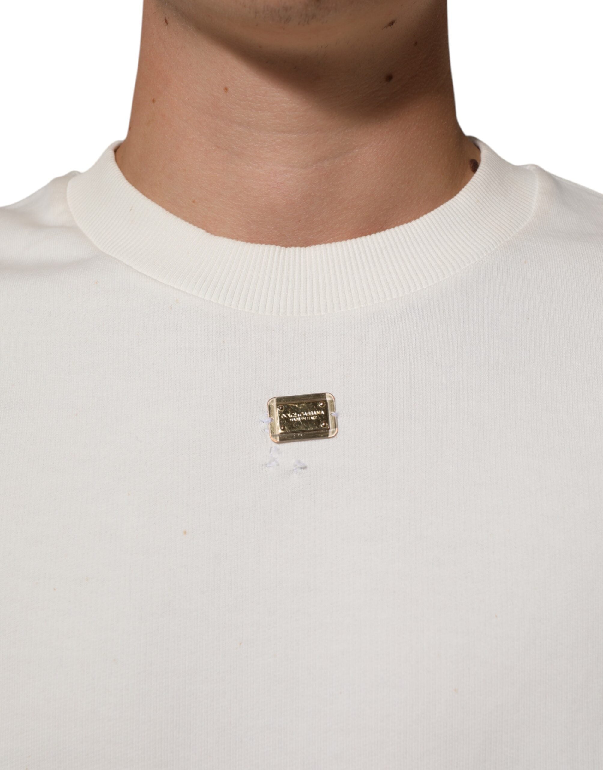 Dolce & Gabbana White DG Logo Crew Neck Sweatshirt Men's Sweater (Pre-Owned)
