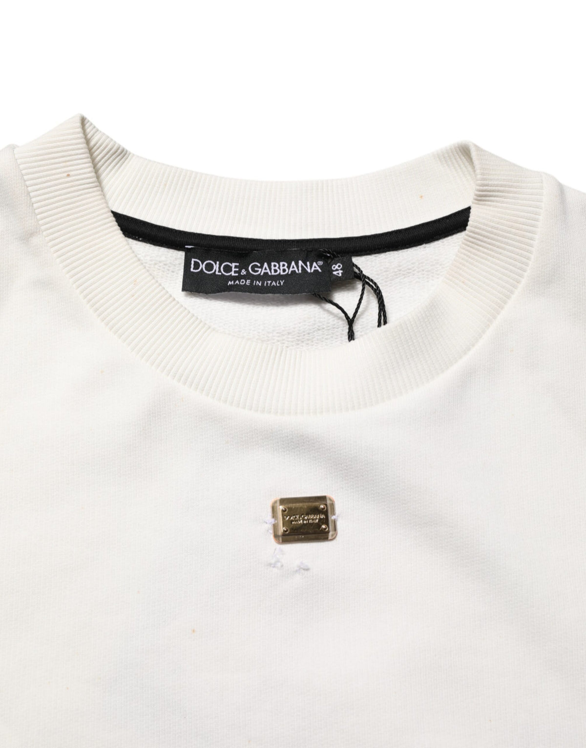 Dolce & Gabbana White DG Logo Crew Neck Sweatshirt Men's Sweater (Pre-Owned)