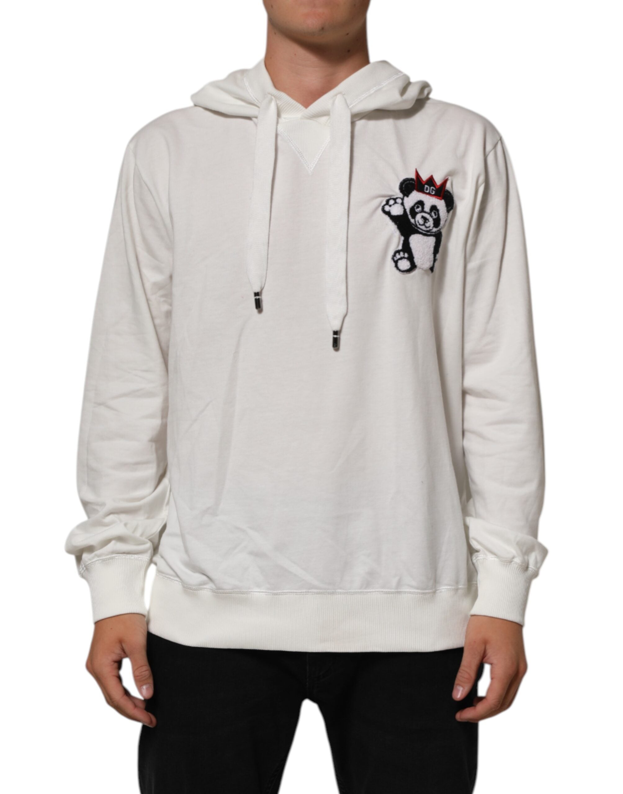 Dolce & Gabbana Off White Cotton Panda Hooded Sweatshirt Men's Sweater (Pre-Owned)