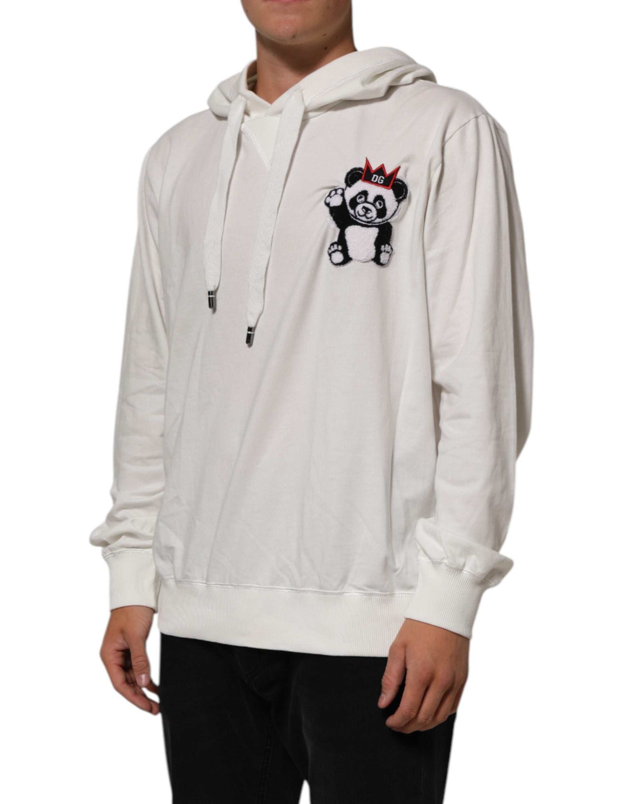 Dolce & Gabbana Off White Cotton Panda Hooded Sweatshirt Men's Sweater (Pre-Owned)
