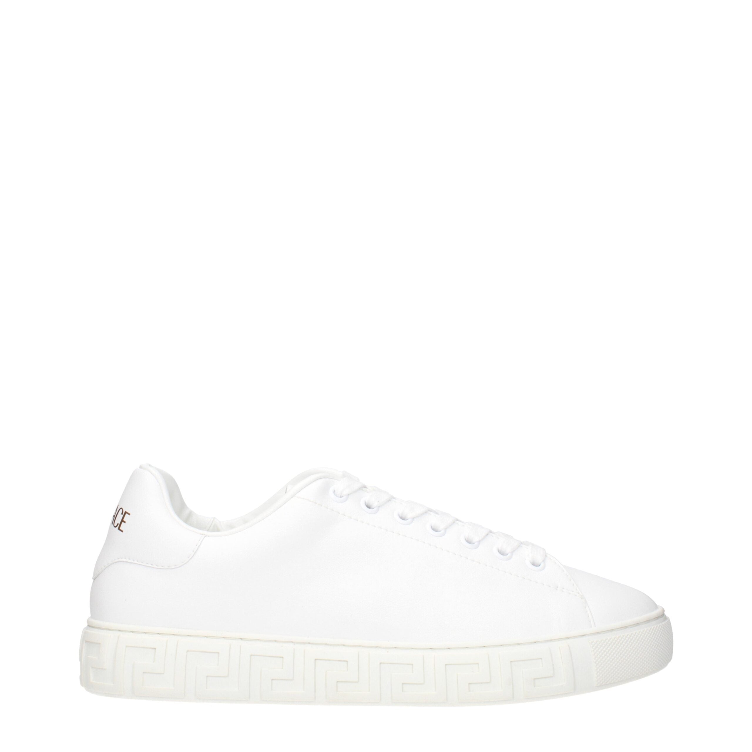 Versace White Leather Low Men's Tops