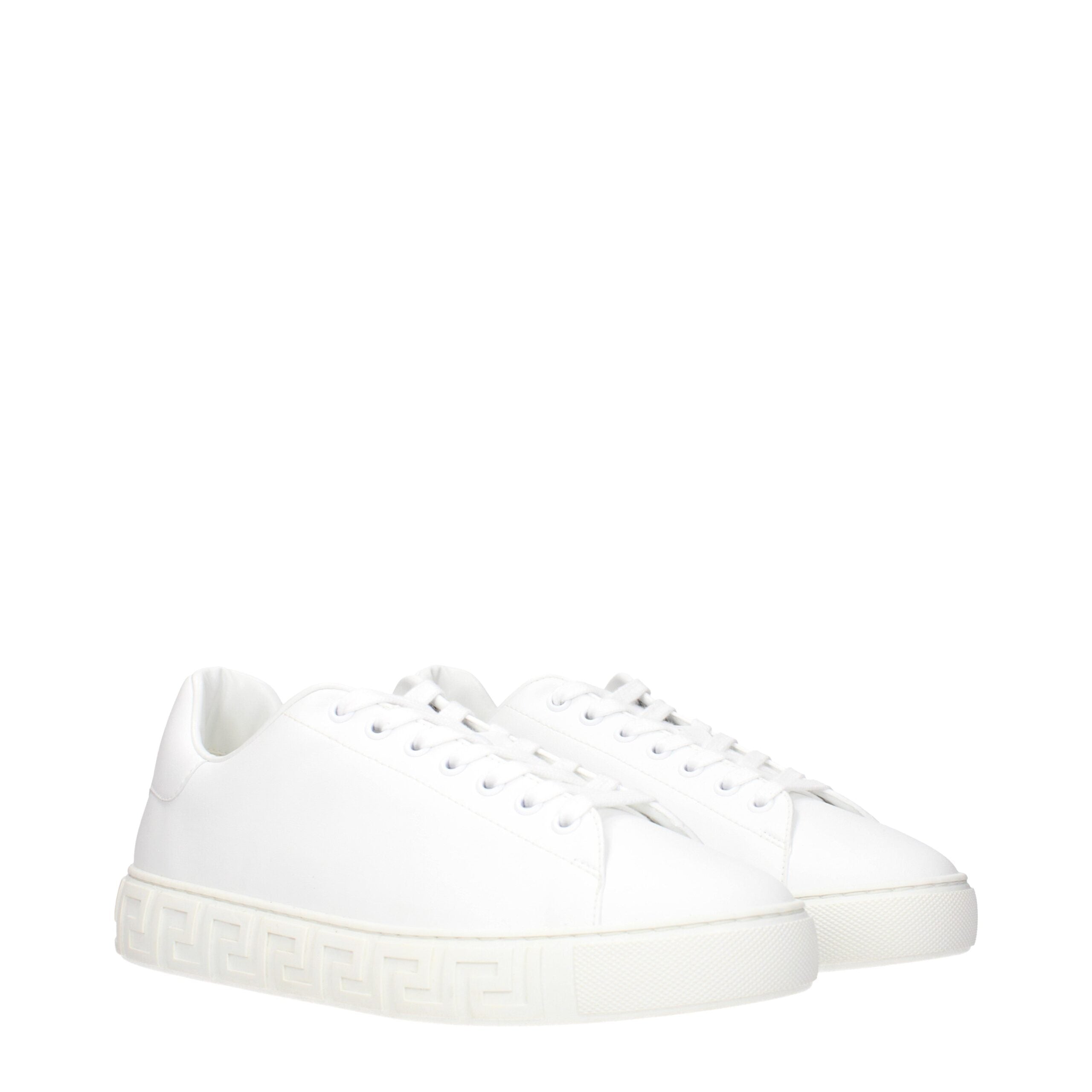 Versace White Leather Low Men's Tops