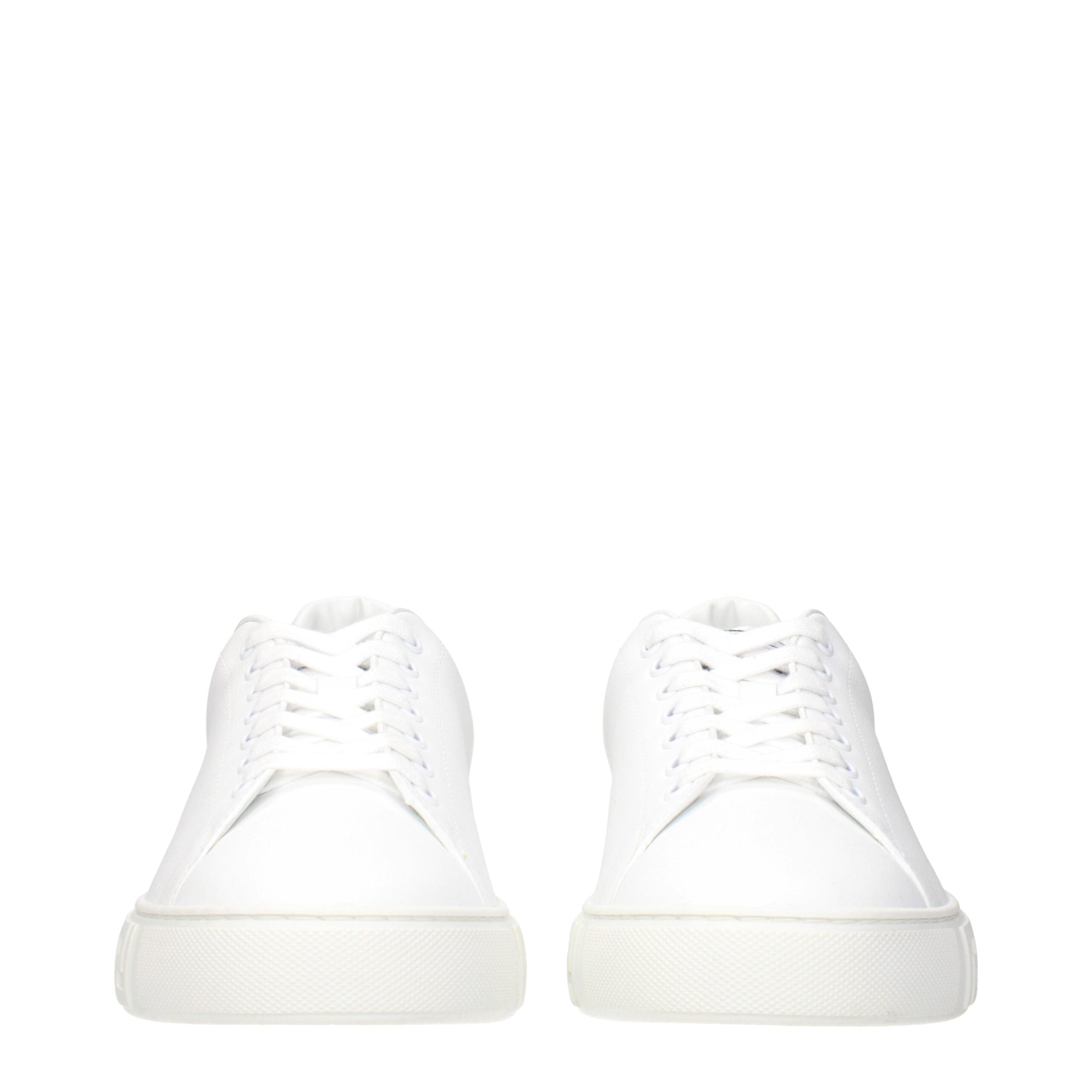 Versace White Leather Low Men's Tops
