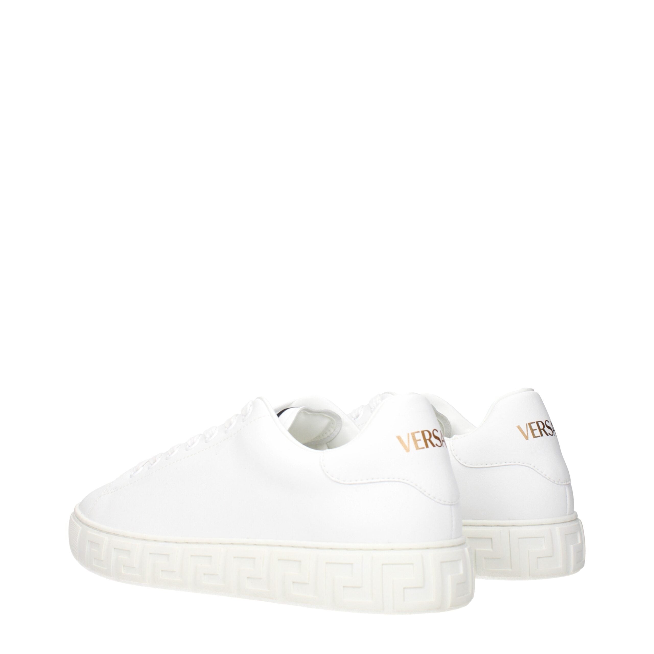 Versace White Leather Low Men's Tops