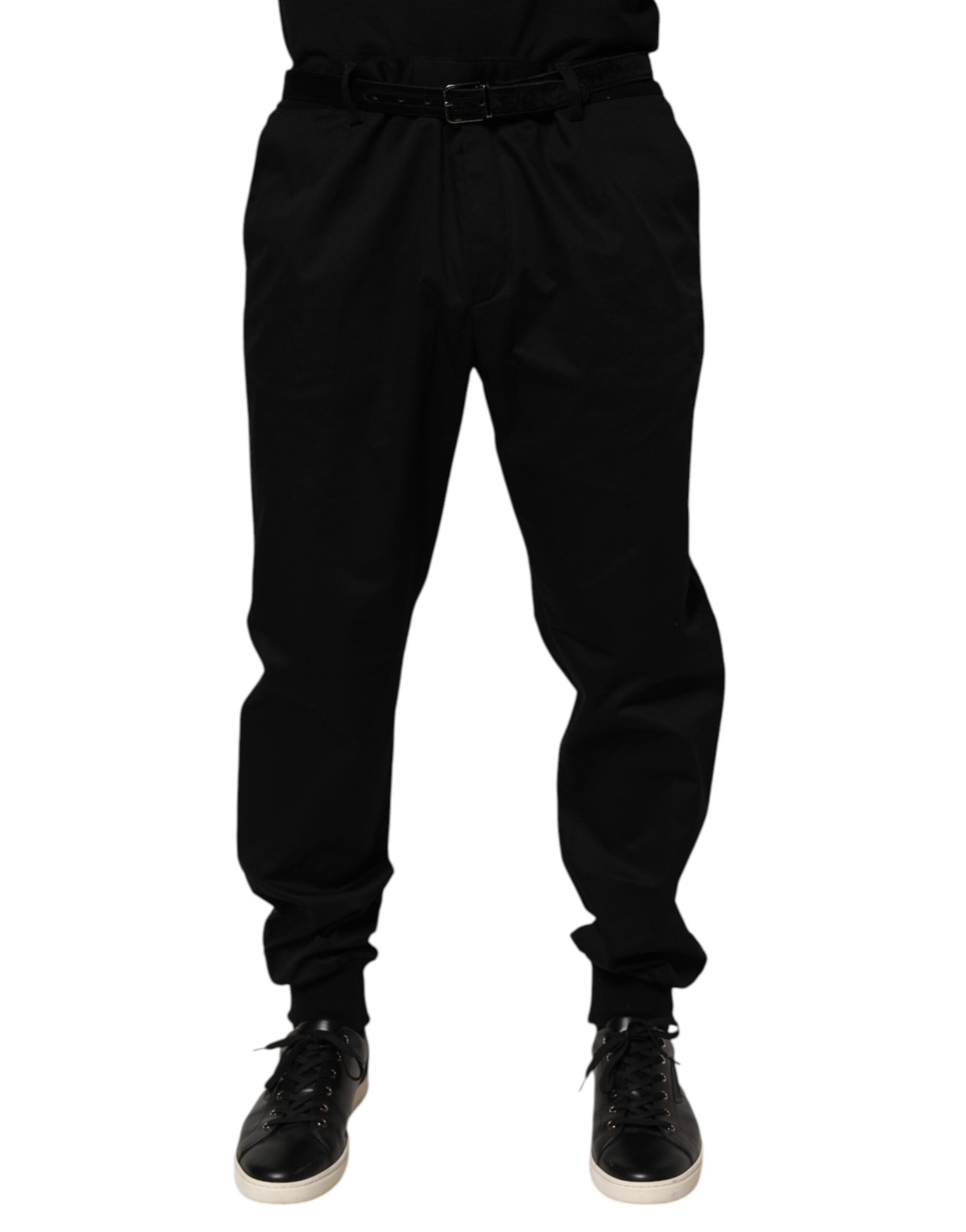 Dolce & Gabbana Black Cotton Stretch Casual Trouser Men's Pants