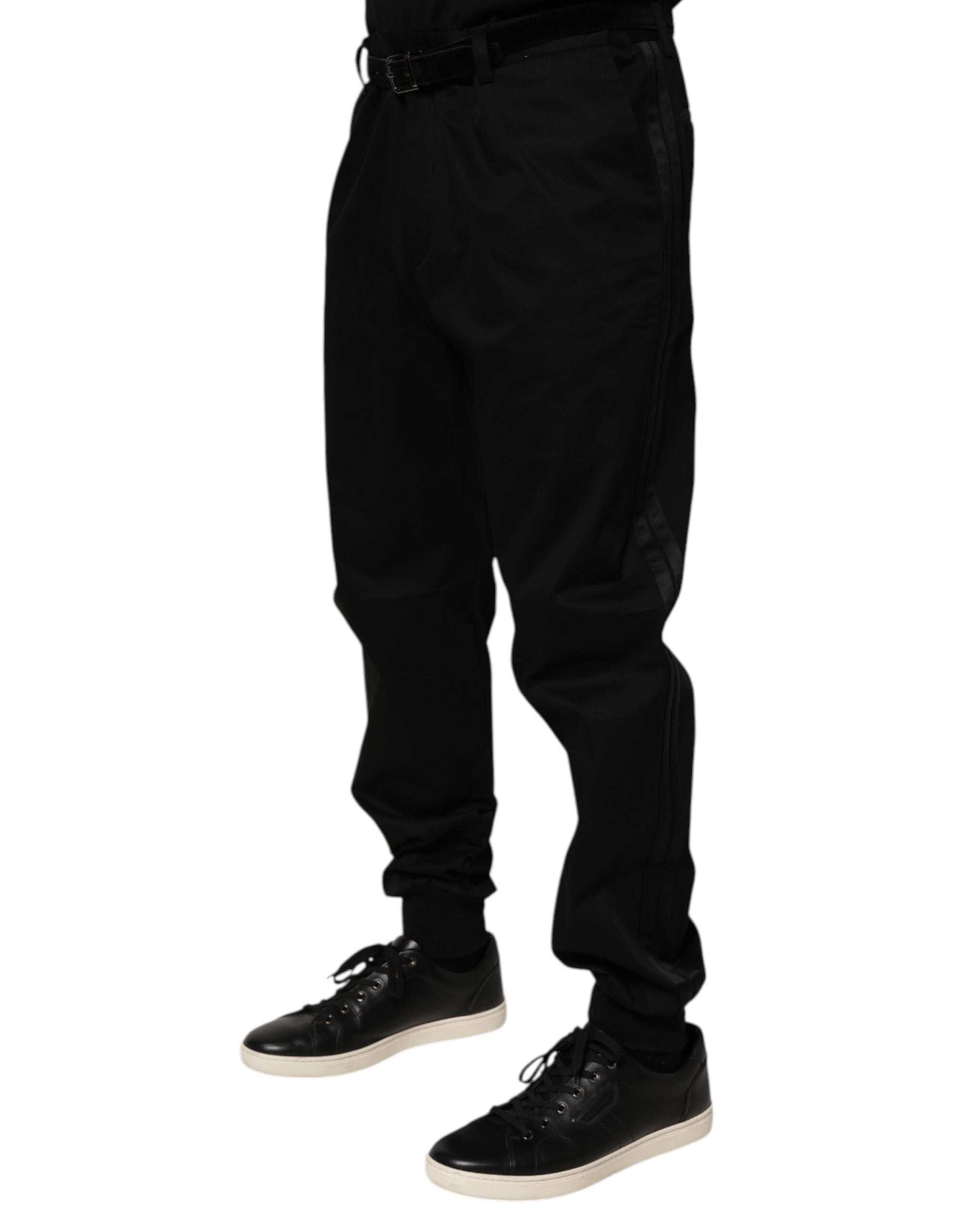 Dolce & Gabbana Black Cotton Stretch Casual Trouser Men's Pants