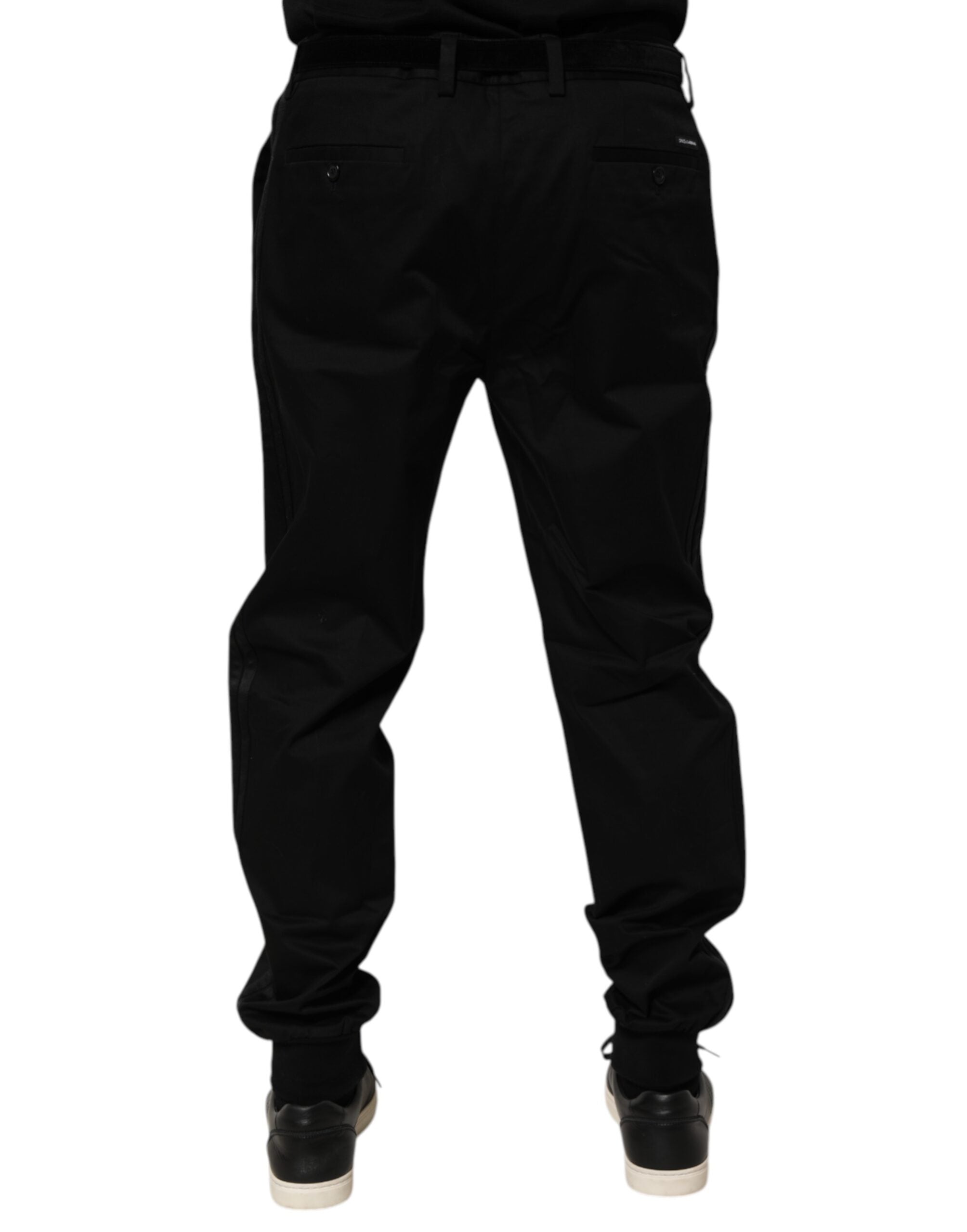 Dolce & Gabbana Black Cotton Stretch Casual Trouser Men's Pants
