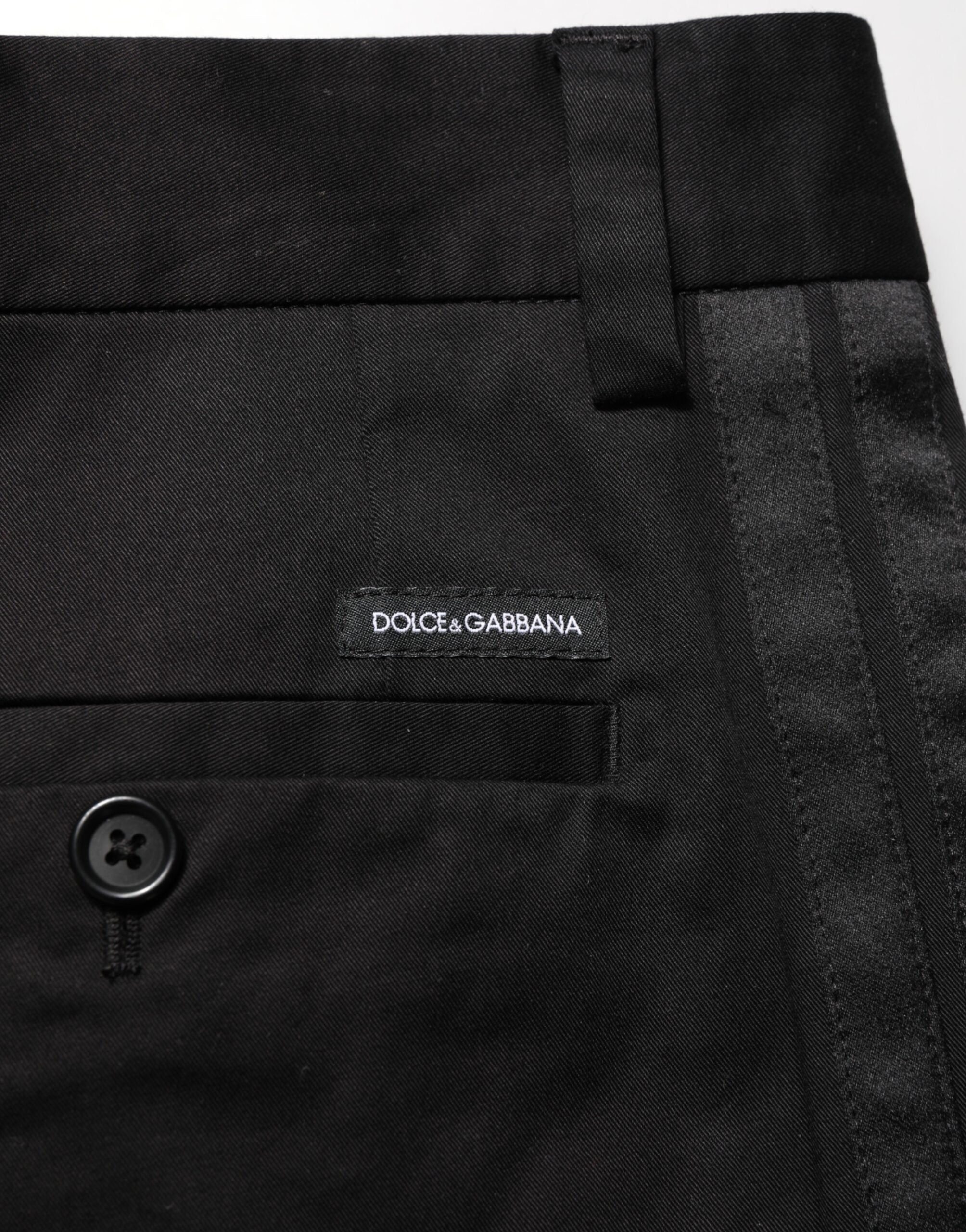 Dolce & Gabbana Black Cotton Stretch Casual Trouser Men's Pants