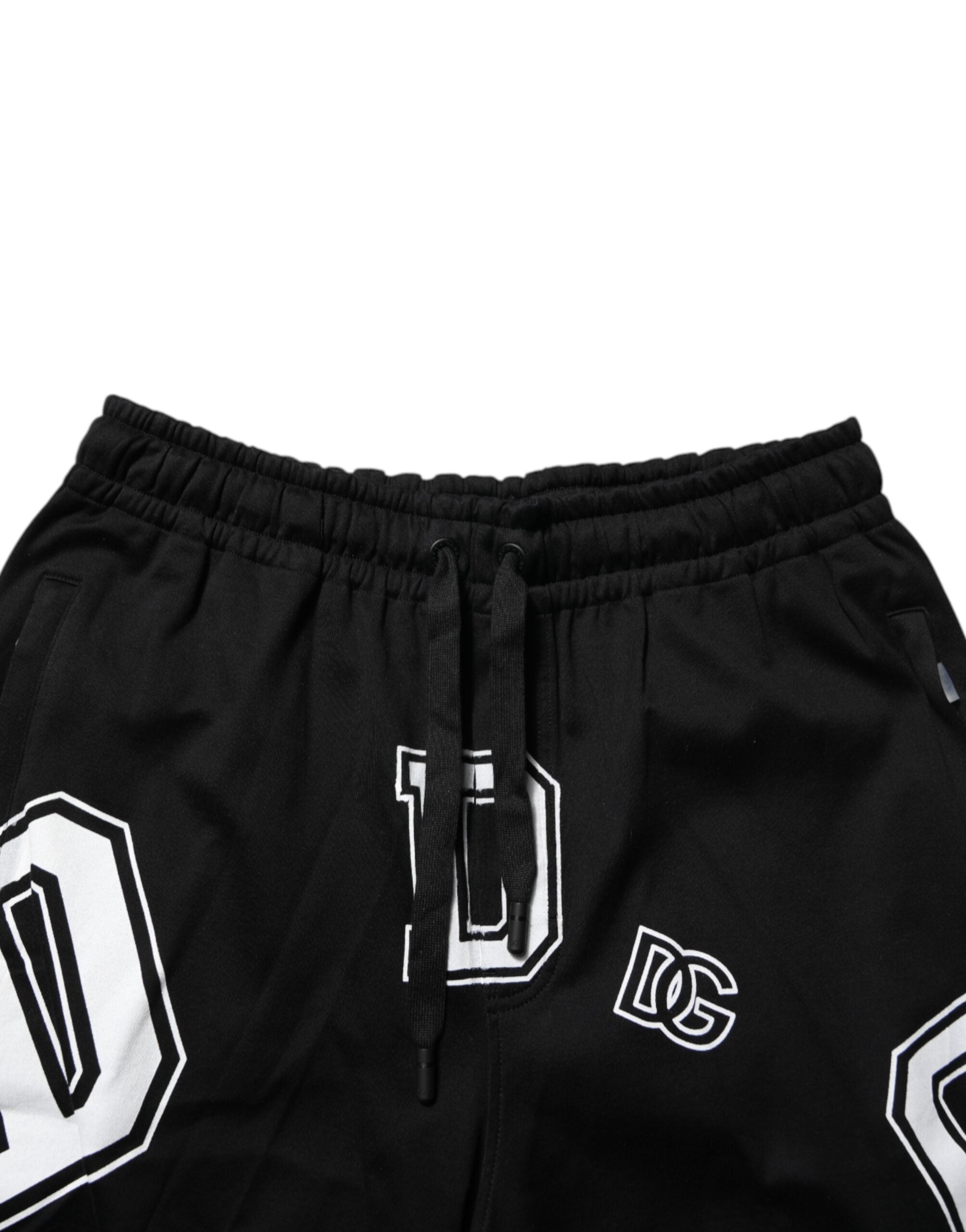 Dolce & Gabbana Black Logo Print Cotton Casual Bermuda Men's Short (Pre-Owned)