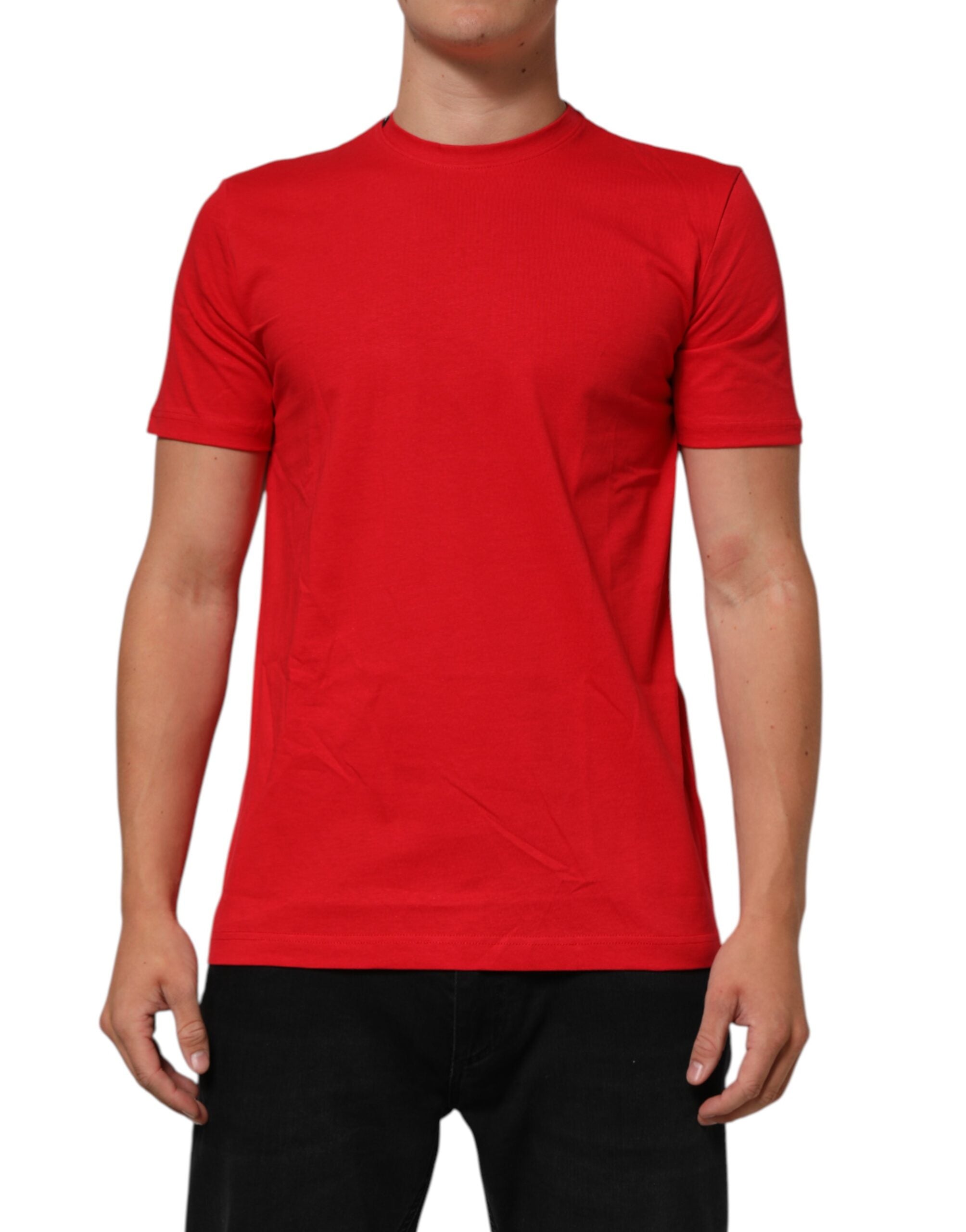 Dolce & Gabbana Red Goodluck 2023 Cotton Crew Neck Men's T-shirt