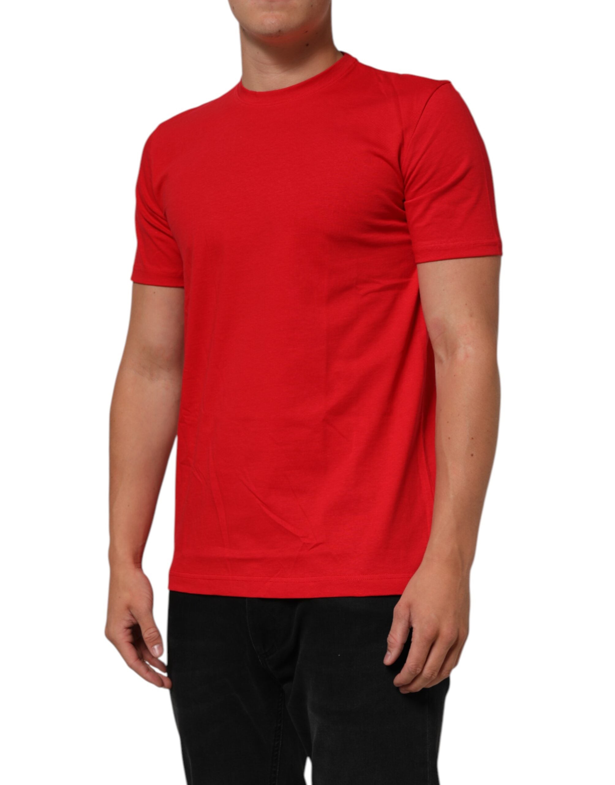 Dolce & Gabbana Red Goodluck 2023 Cotton Crew Neck Men's T-shirt