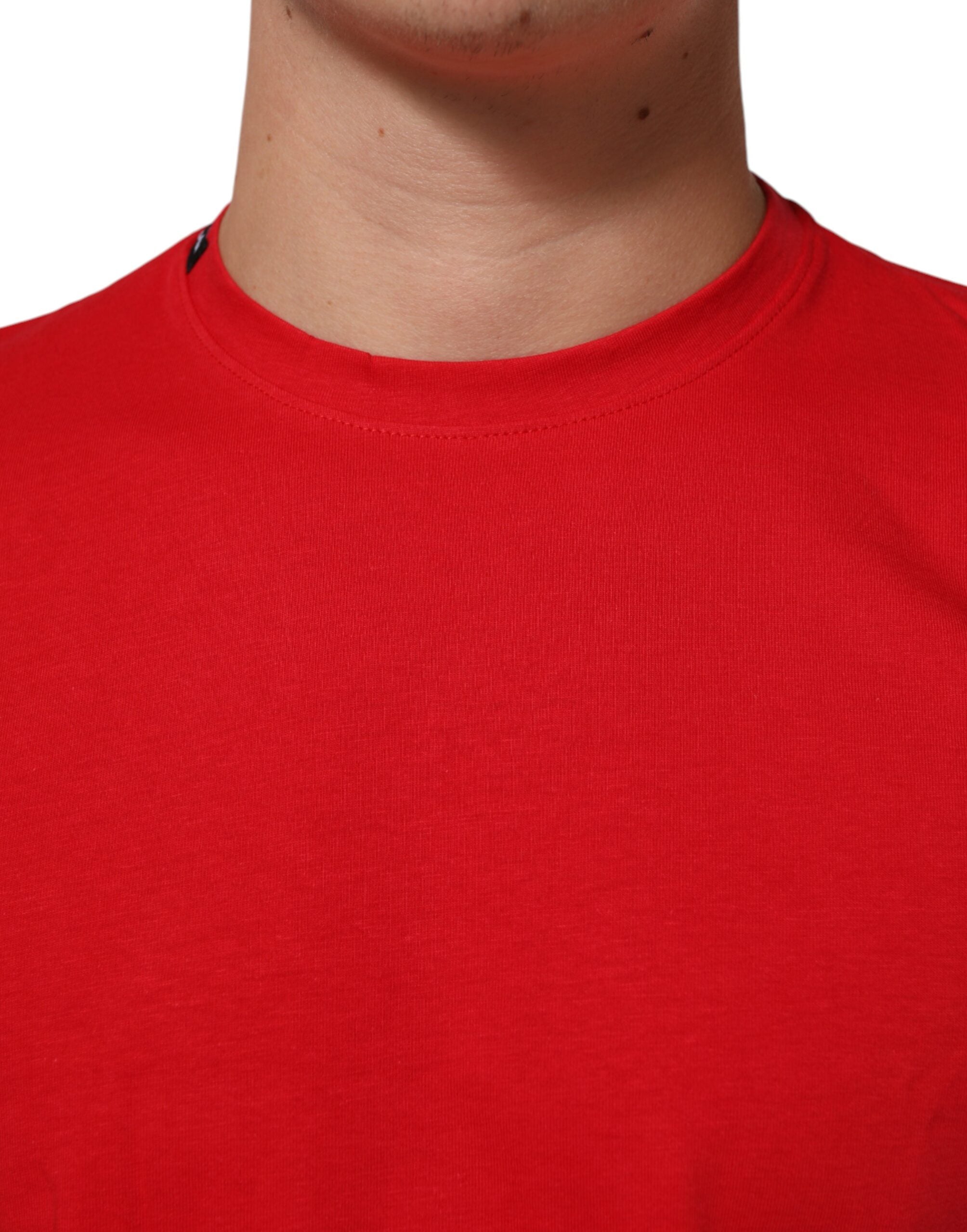 Dolce & Gabbana Red Goodluck 2023 Cotton Crew Neck Men's T-shirt