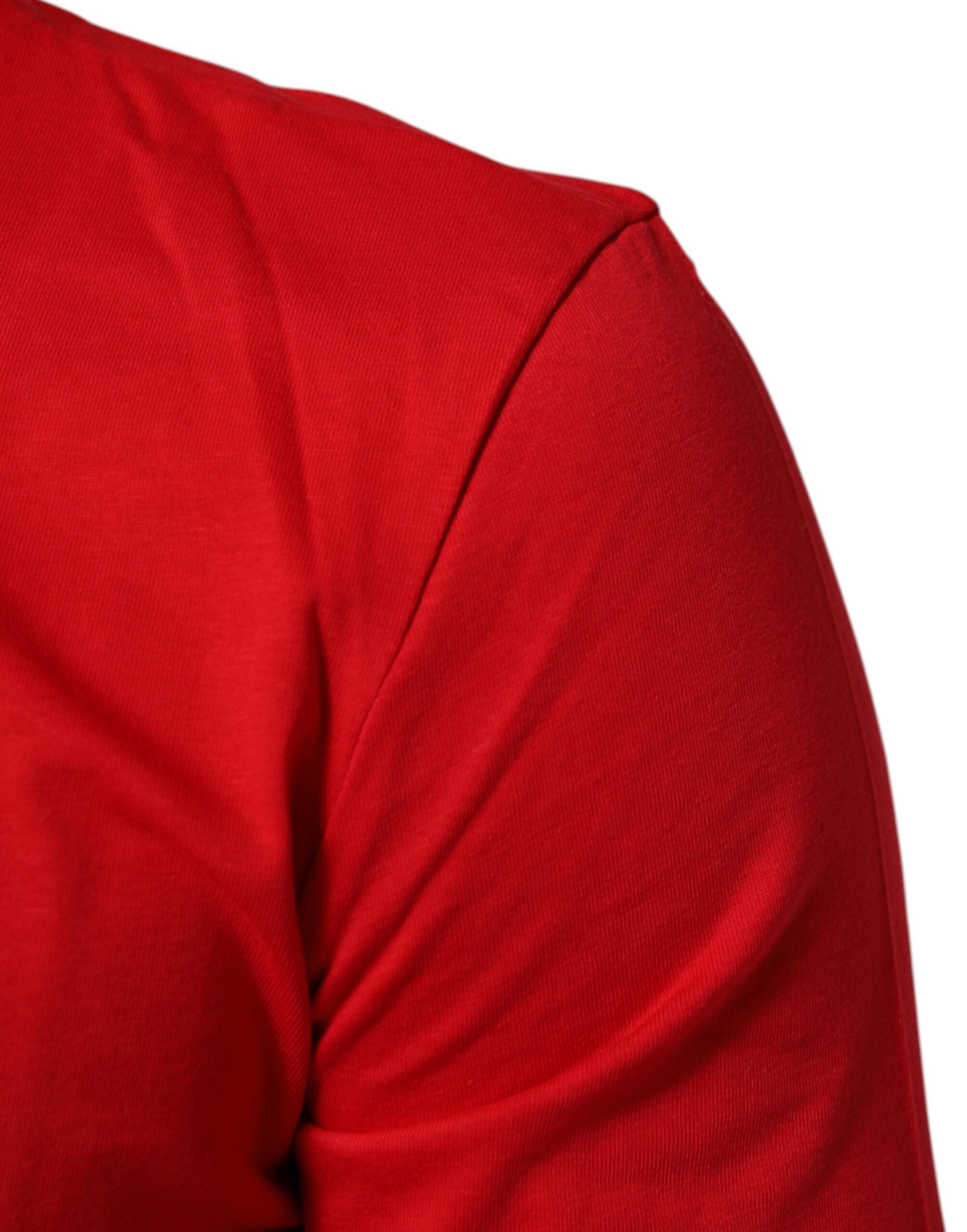 Dolce & Gabbana Red Goodluck 2023 Cotton Crew Neck Men's T-shirt