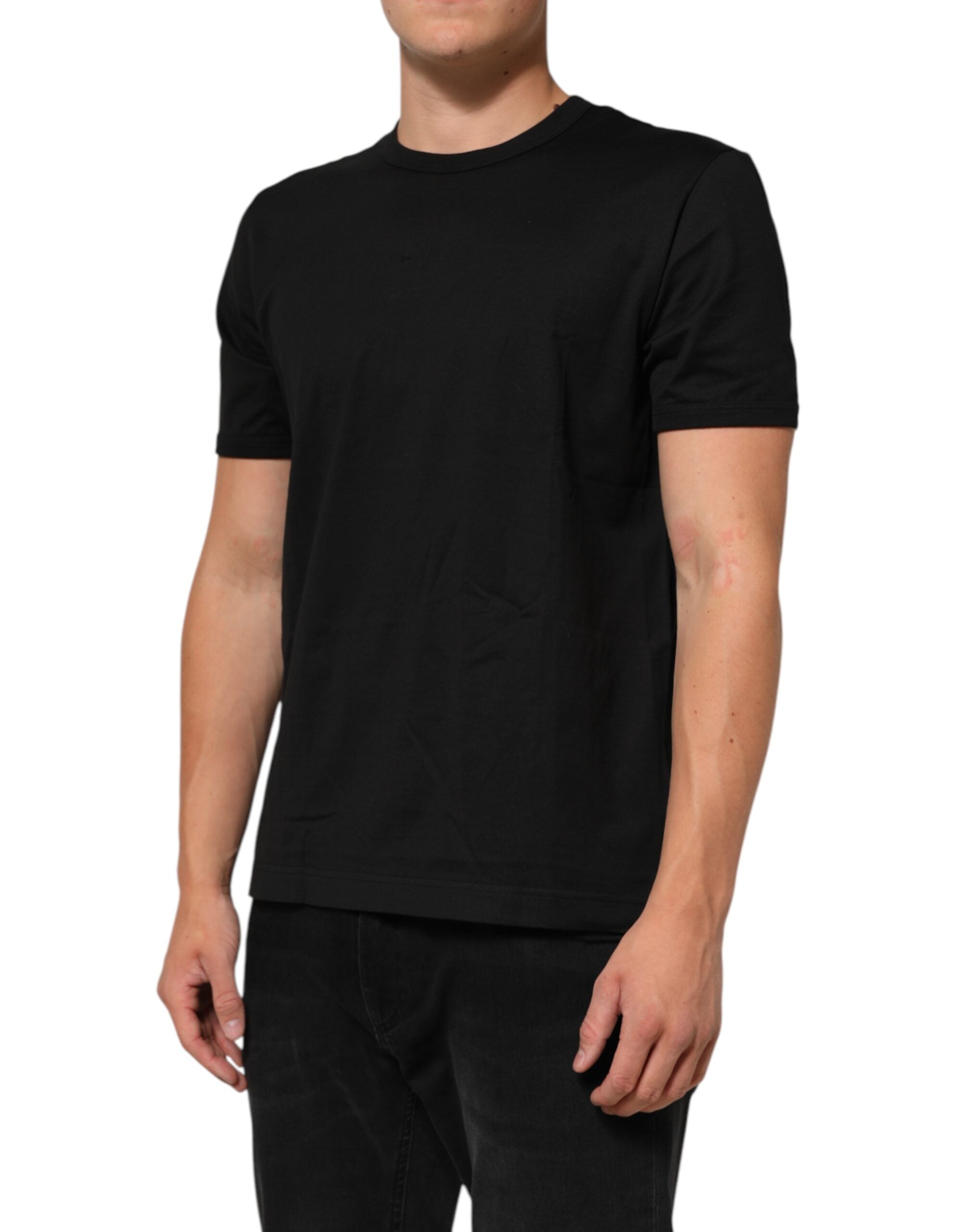 Dolce & Gabbana Black Goodluck 2021 Cotton Crew Neck Men's T-shirt (Pre-Owned)
