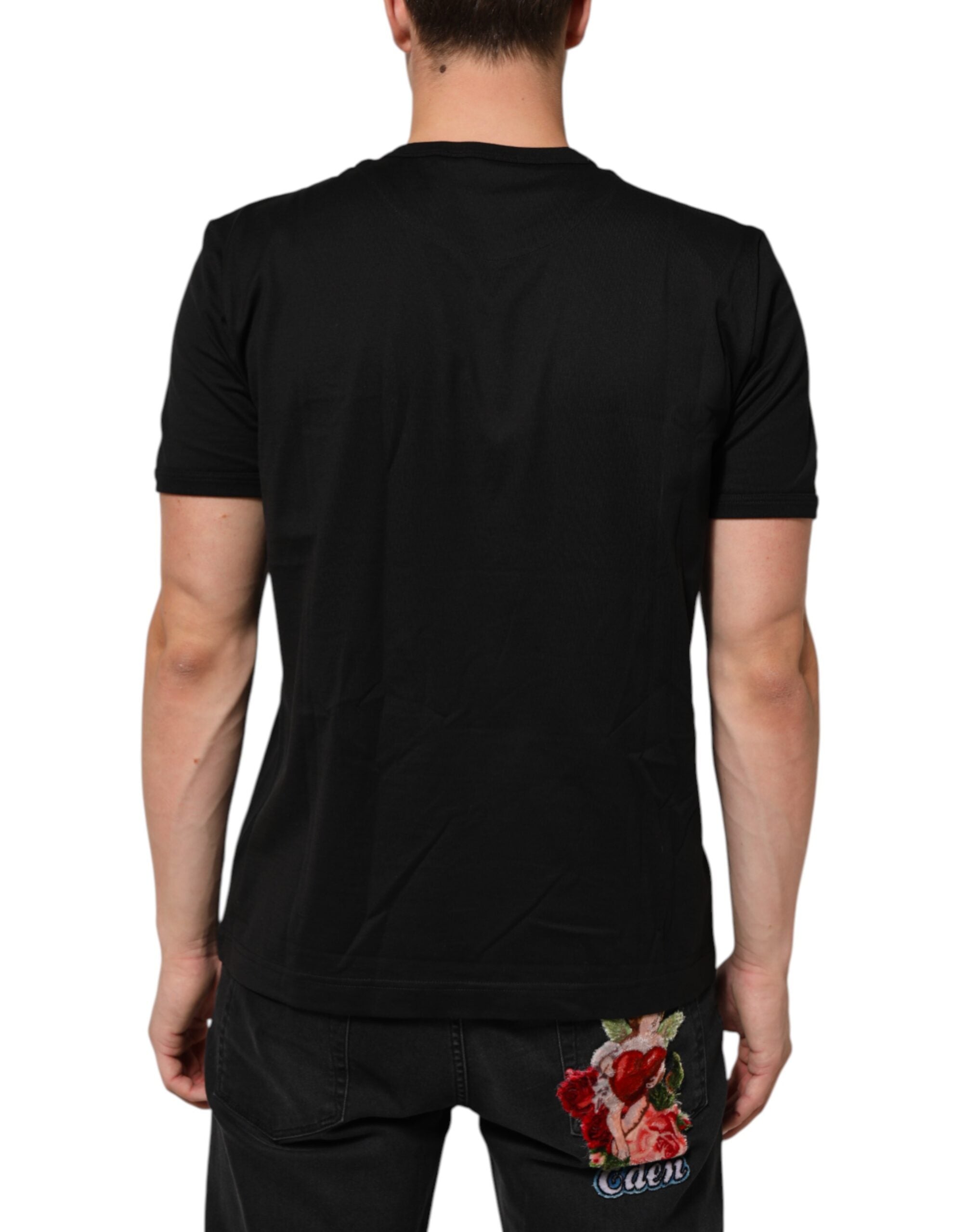 Dolce & Gabbana Black Goodluck 2021 Cotton Crew Neck Men's T-shirt (Pre-Owned)