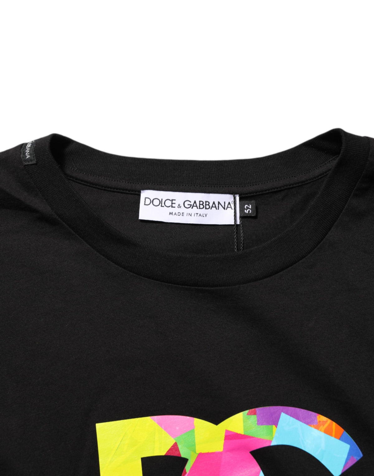 Dolce & Gabbana Black Logo Print Cotton Men Crew Neck Men's T-shirt (Pre-Owned)
