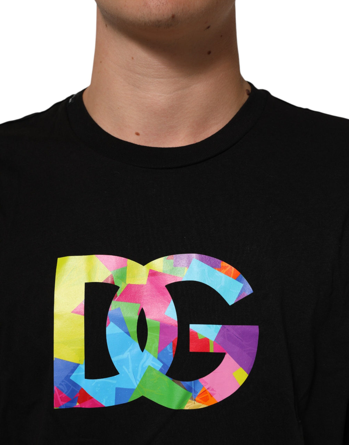 Dolce & Gabbana Black Logo Print Cotton Crew Neck Men's T-shirt (Pre-Owned)