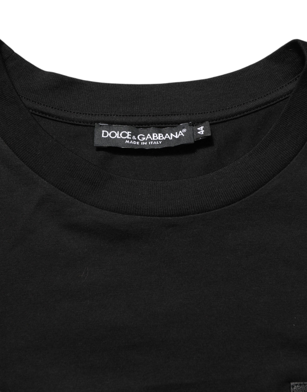 Dolce & Gabbana Black Logo Plaque Cotton Crew Neck Men's T-shirt (Pre-Owned)