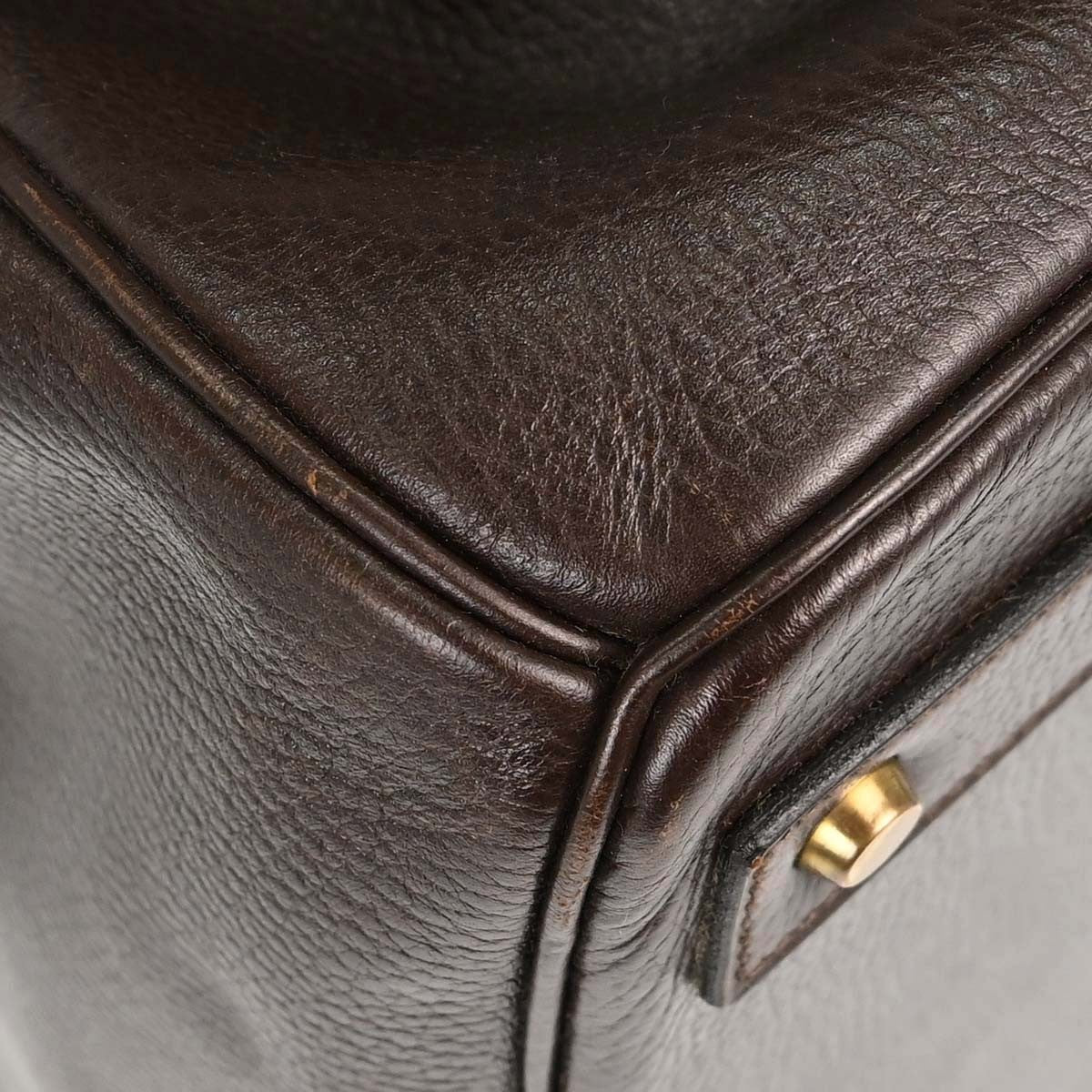 Hermes Hac Birkin Brown Ardennes With Gold Hardware Brown Leather Handbag (Pre-Owned)