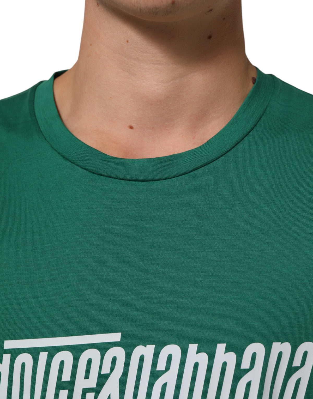 Dolce & Gabbana Green Cotton Graphic Logo Print Crewneck Men's T-shirt (Pre-Owned)