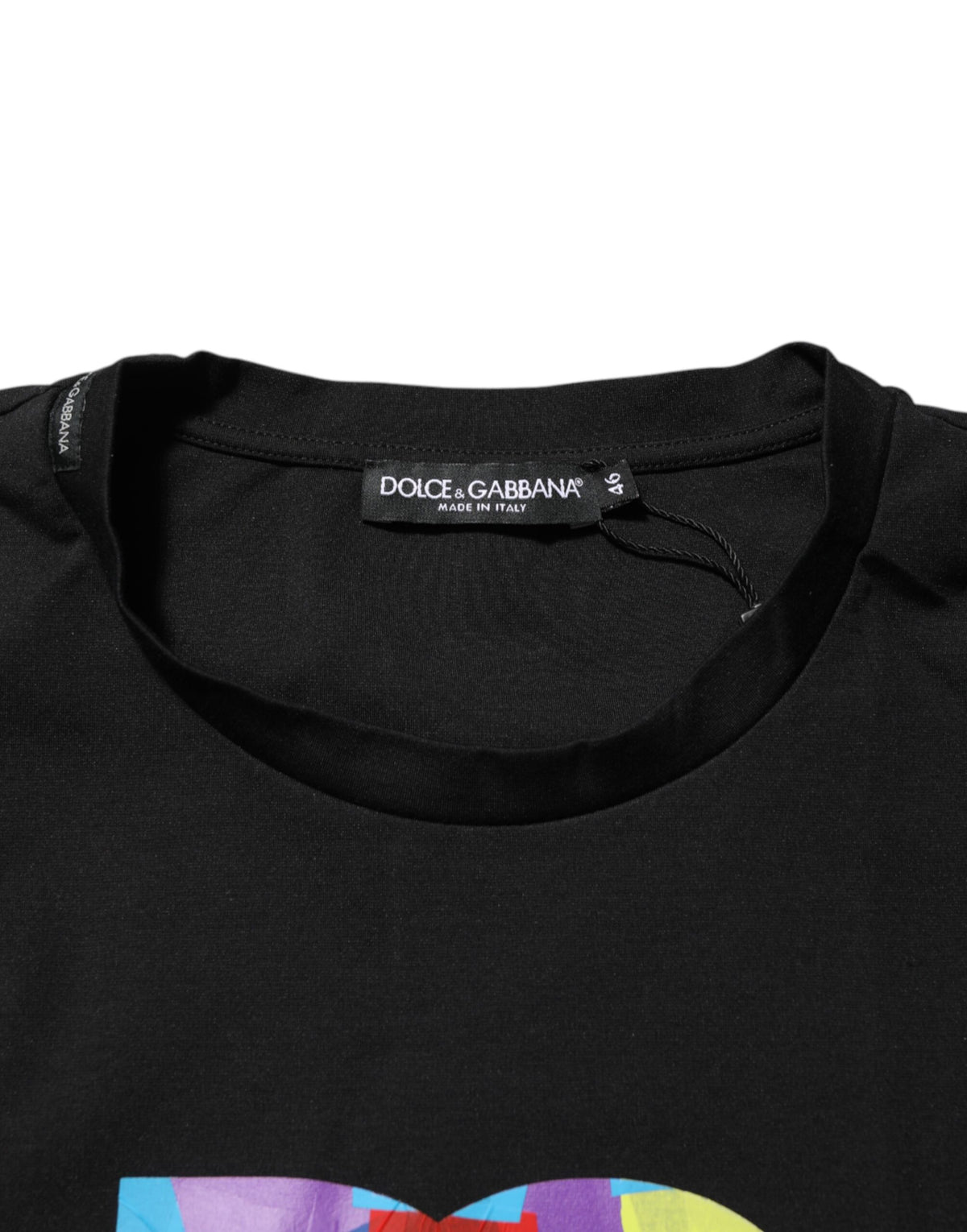 Dolce & Gabbana Black Logo Print Cotton Men Crew Neck Men's T-shirt (Pre-Owned)