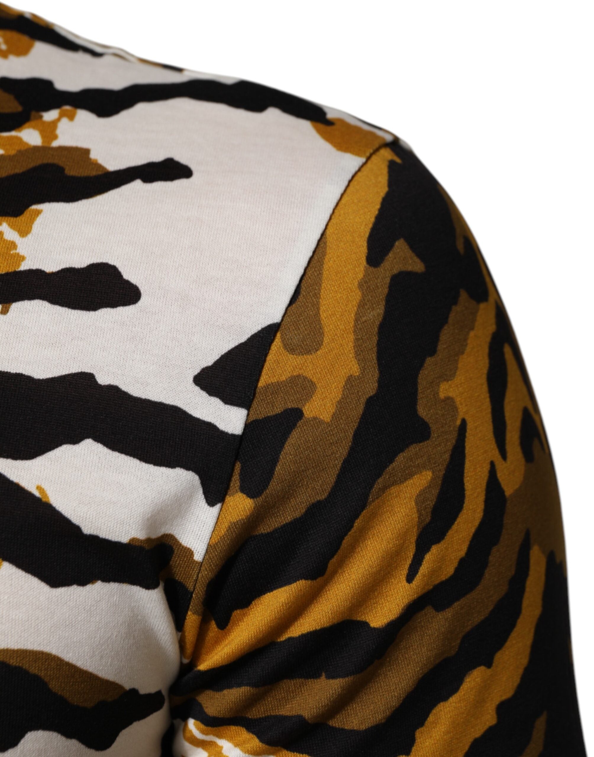 Dolce & Gabbana Multicolor Leopard Palm Leaf Men Crew Neck Men's T-shirt