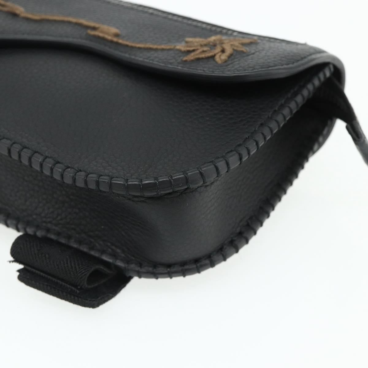 Christian Dior Saddle Pouch Belt Leather Black Leather Clutche & Pouche Bag (Pre-Owned)