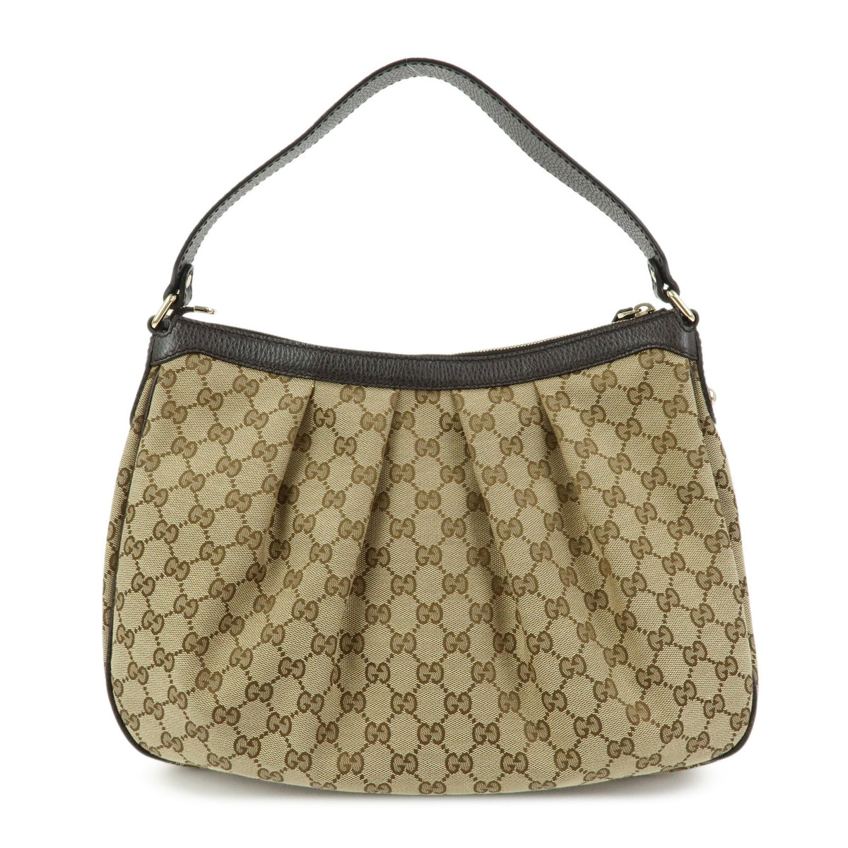 Gucci Sukey Hobo Gg Canvas With Leather Beige Canvas Shoulder Bag Bag (Pre-Owned)