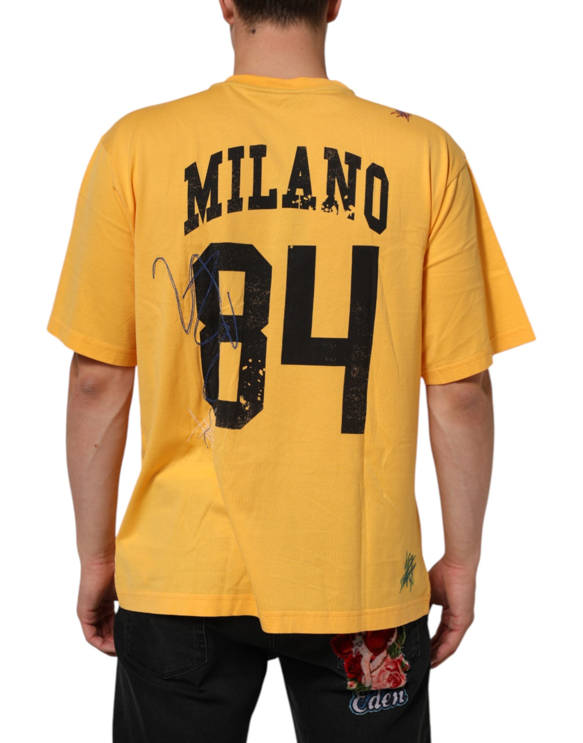 Dolce & Gabbana Yellow Secret Graden Floral Cotton CrewNeck Men's T-shirt