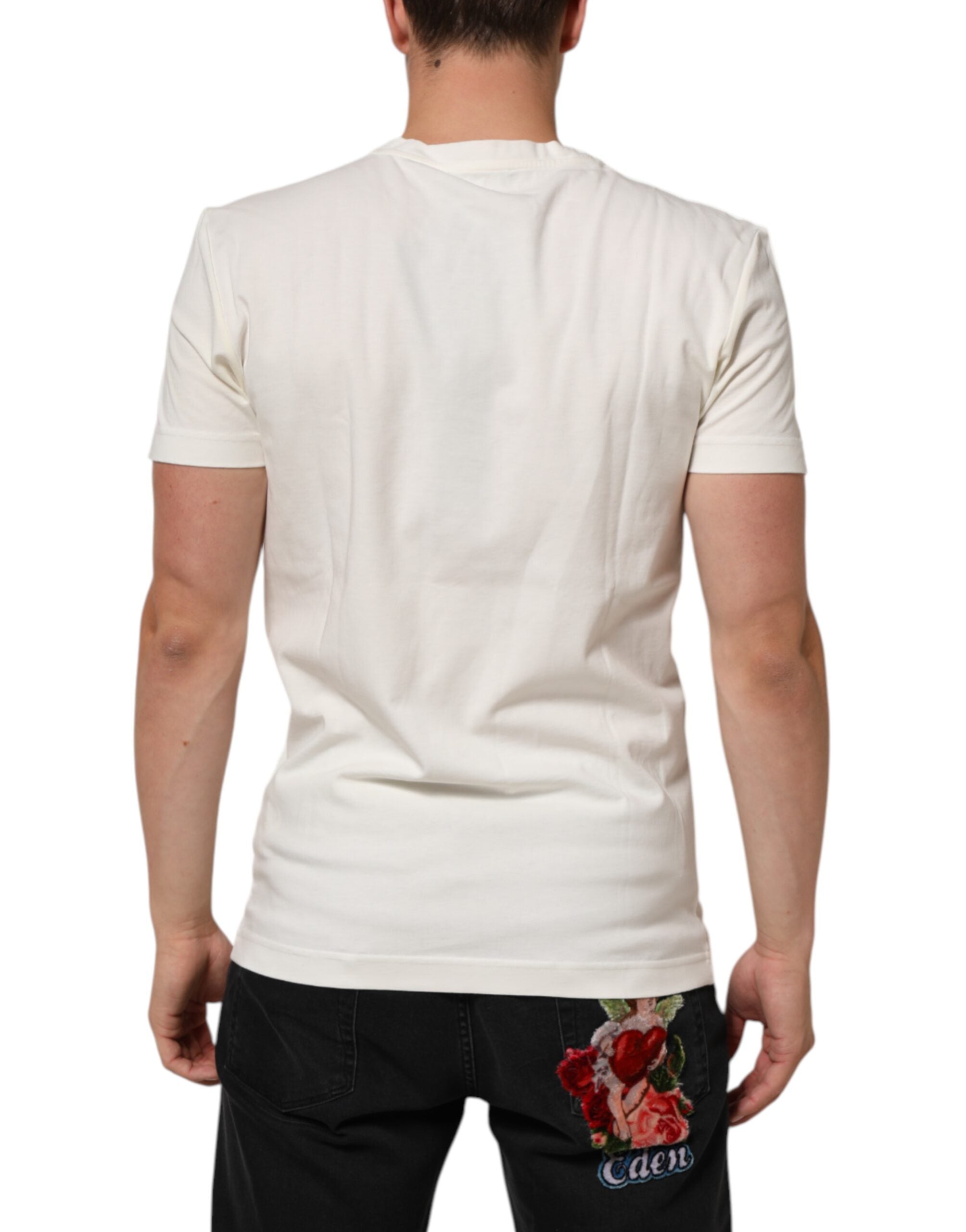 Dolce & Gabbana White Cotton Logo Bandana Print Men Men's T-shirt (Pre-Owned)