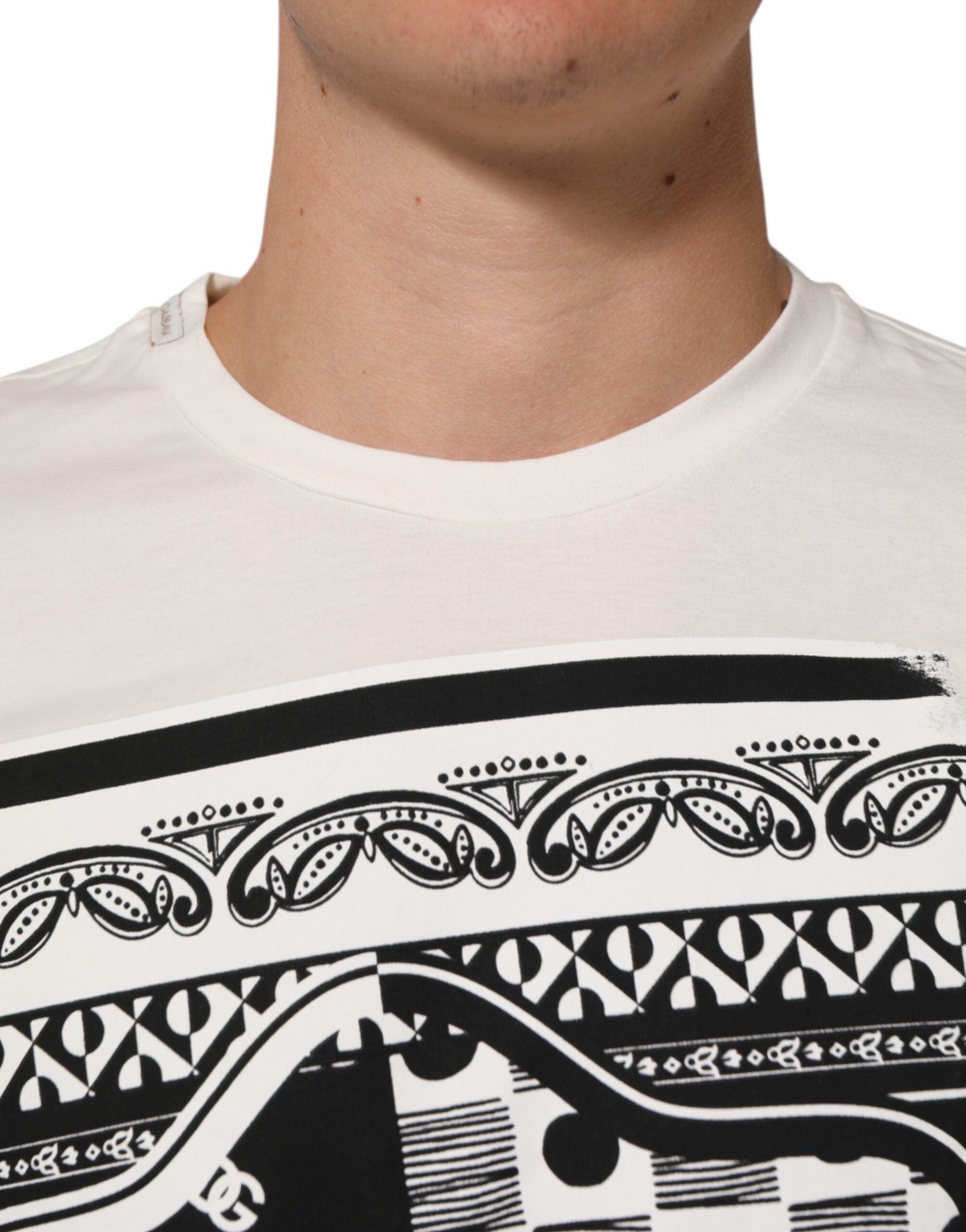 Dolce & Gabbana White Cotton Logo Bandana Print Men Men's T-shirt (Pre-Owned)