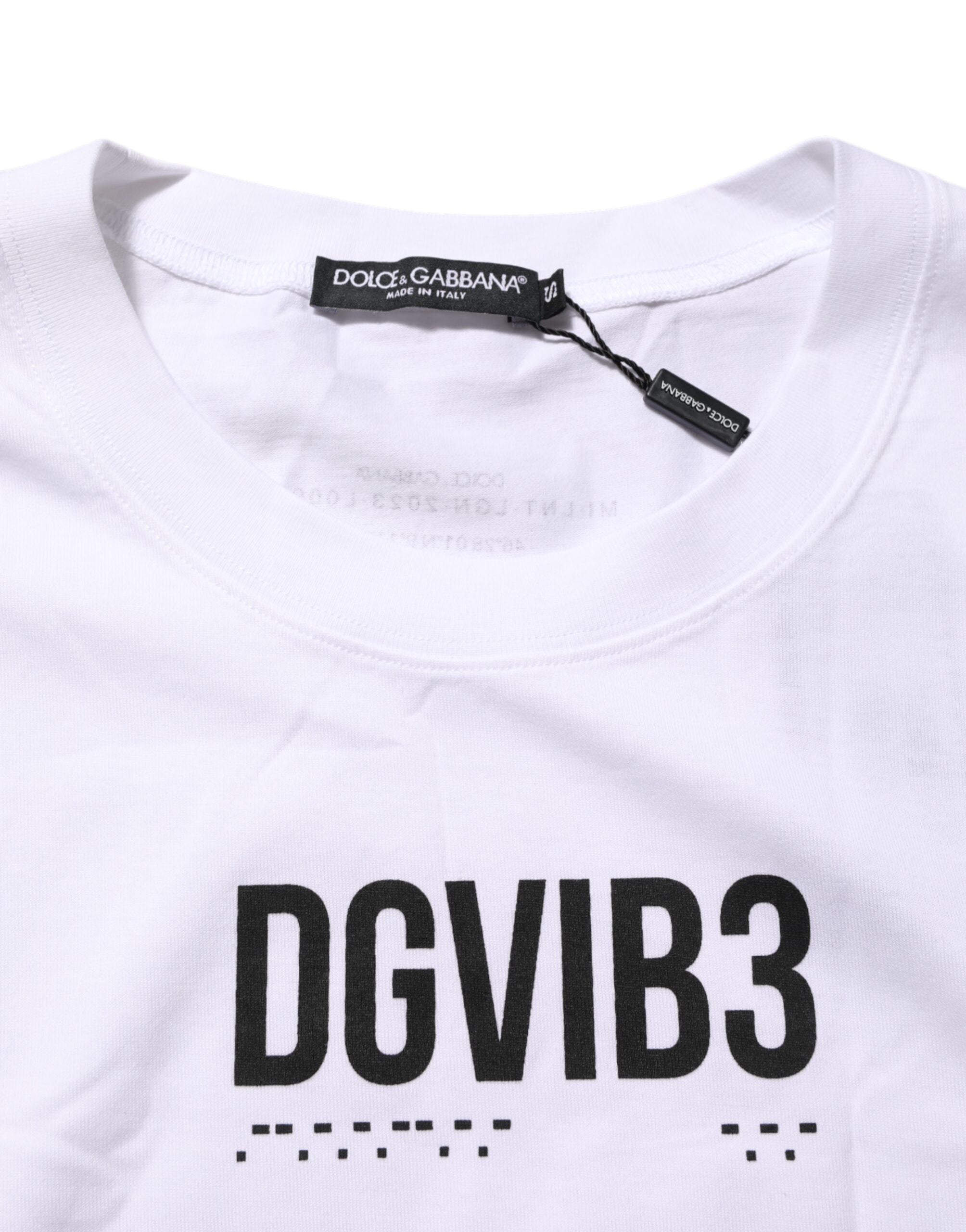 Dolce & Gabbana White Cotton Sleeveless Printed Tank Men's T-shirt