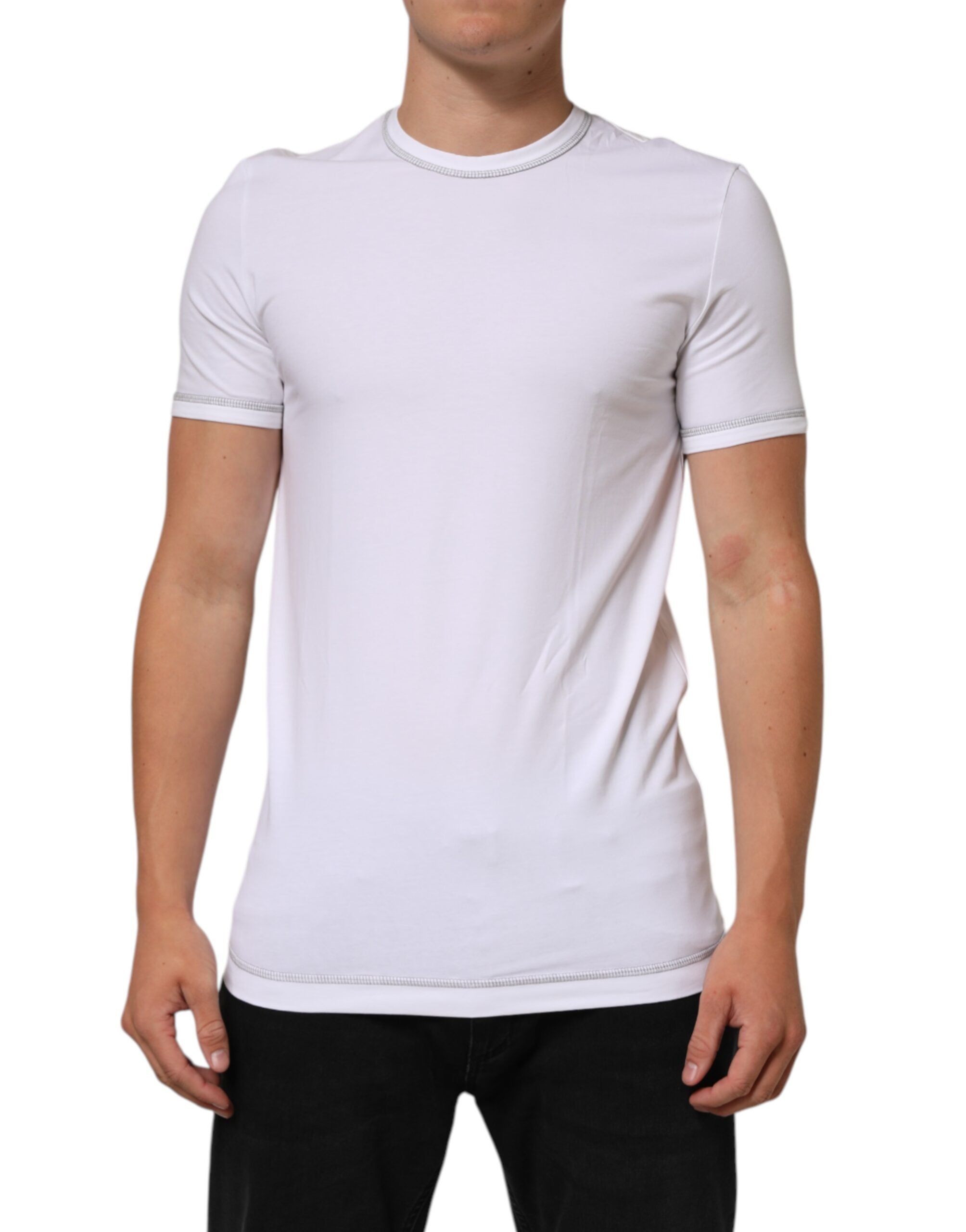 Dolce & Gabbana White Cotton Round Neck Men Underwear Men's T-shirt (Pre-Owned)