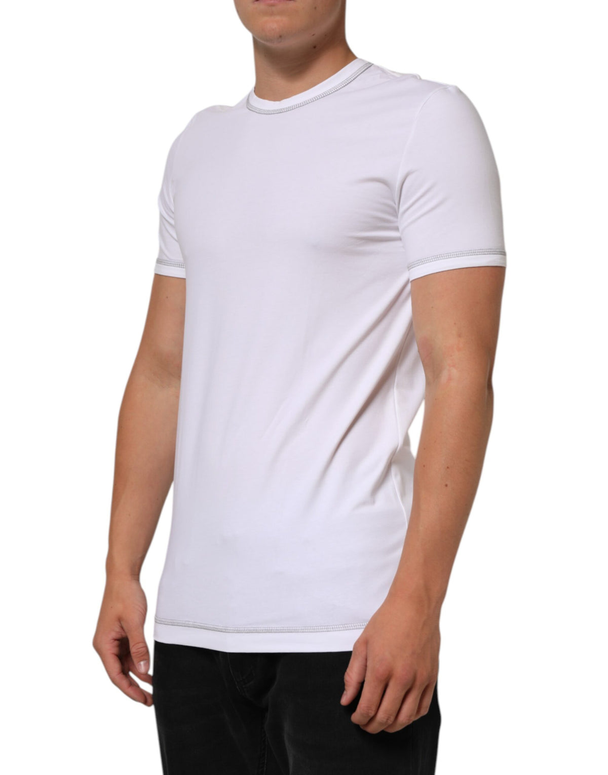 Dolce & Gabbana White Cotton Round Neck Men Underwear Men's T-shirt (Pre-Owned)